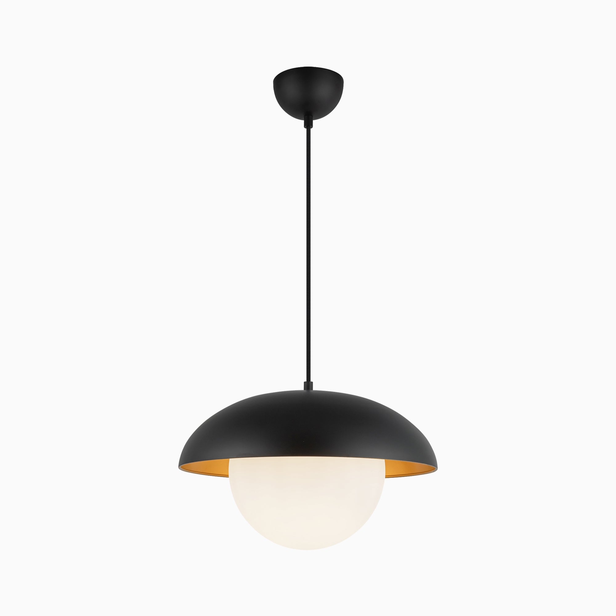 Harriet 16" 1 Light Pendant in Matte Black/Opal Matte Glass
