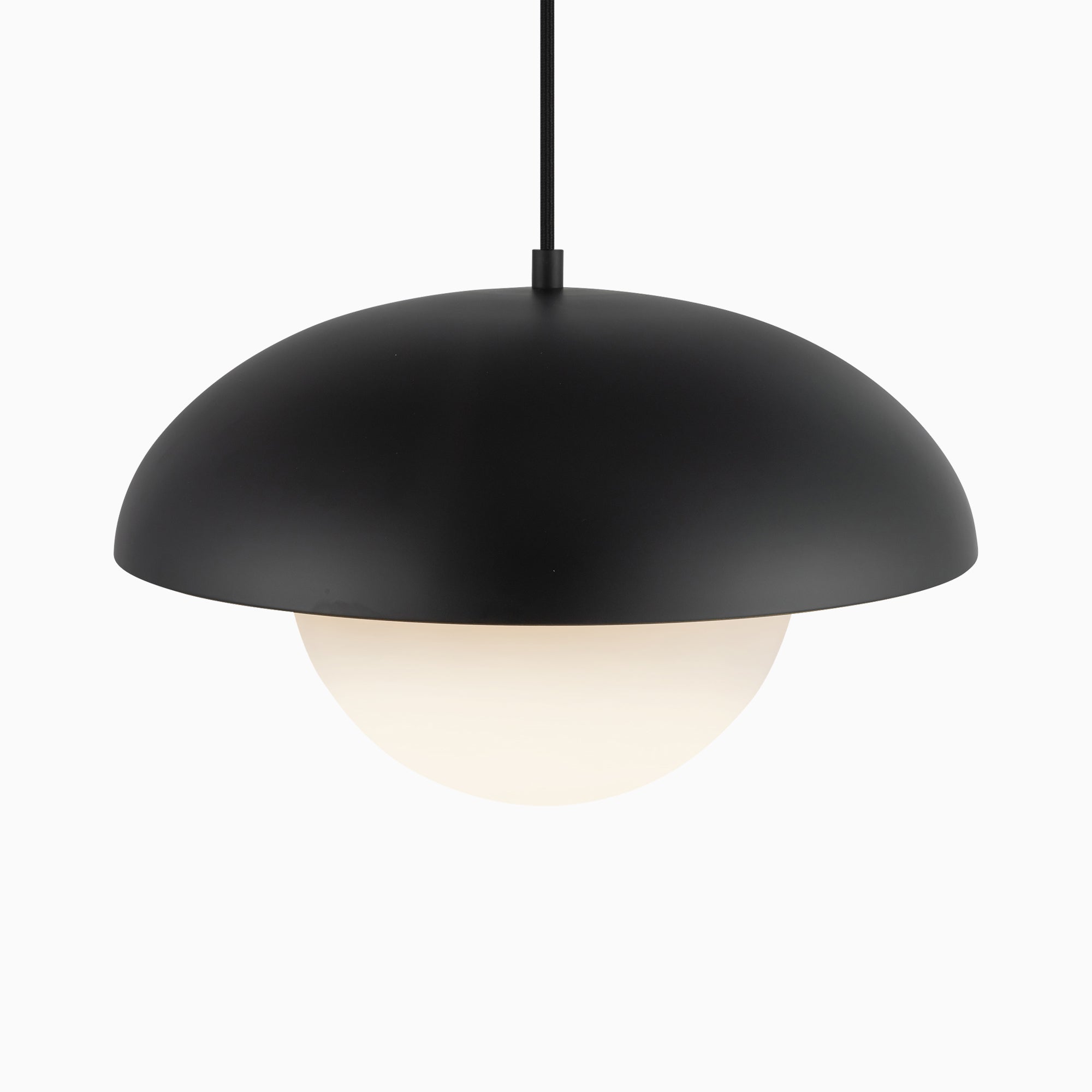Harriet 16" 1 Light Pendant in Matte Black/Opal Matte Glass