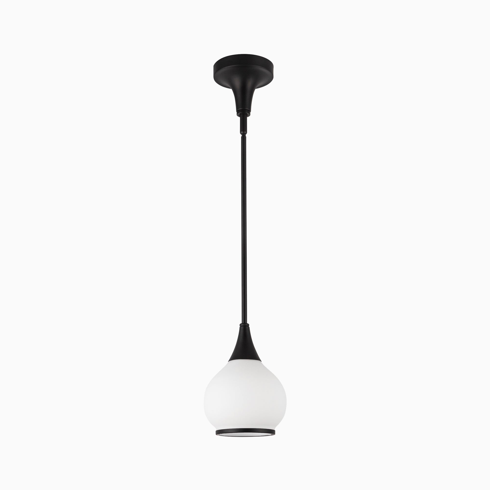 Eleanor 6" 1 Light Pendant in Matte Black/Opal Matte Glass