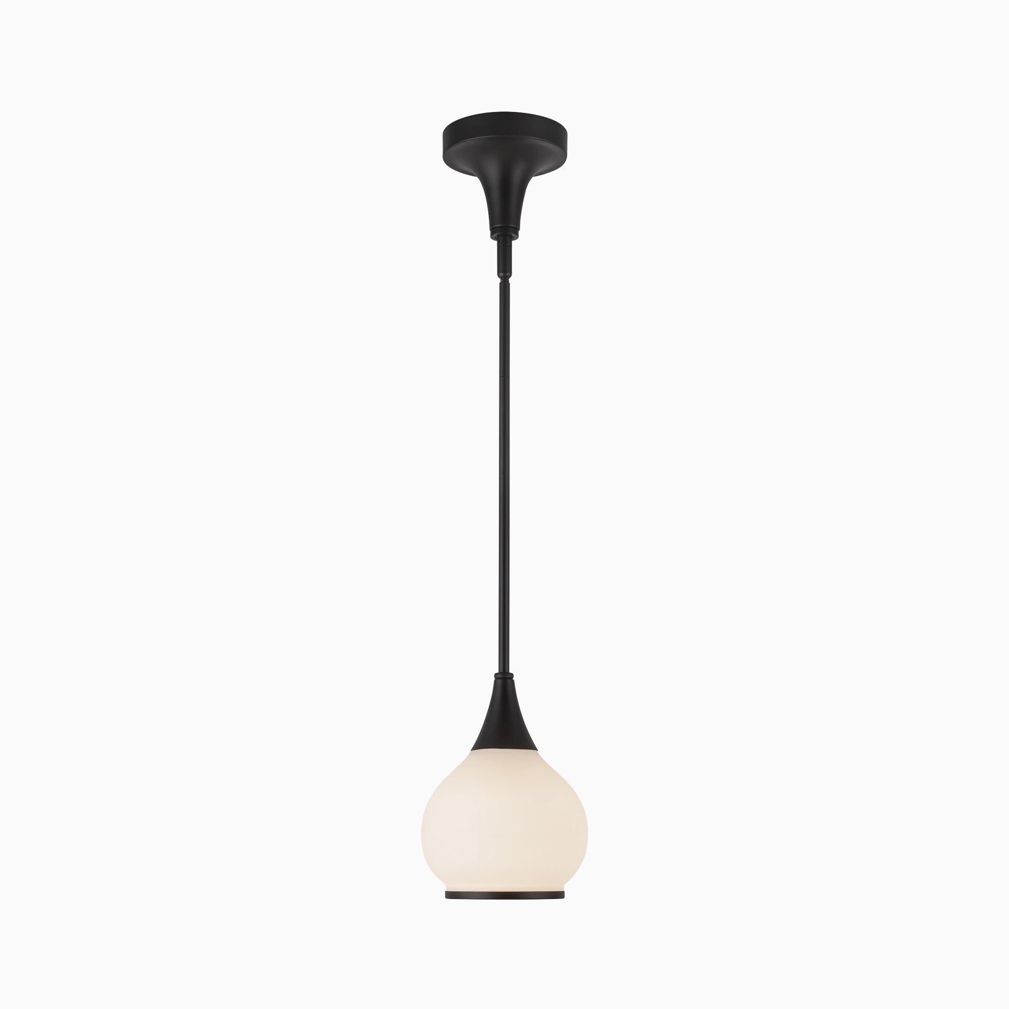 Eleanor 6" 1 Light Pendant in Matte Black/Opal Matte Glass