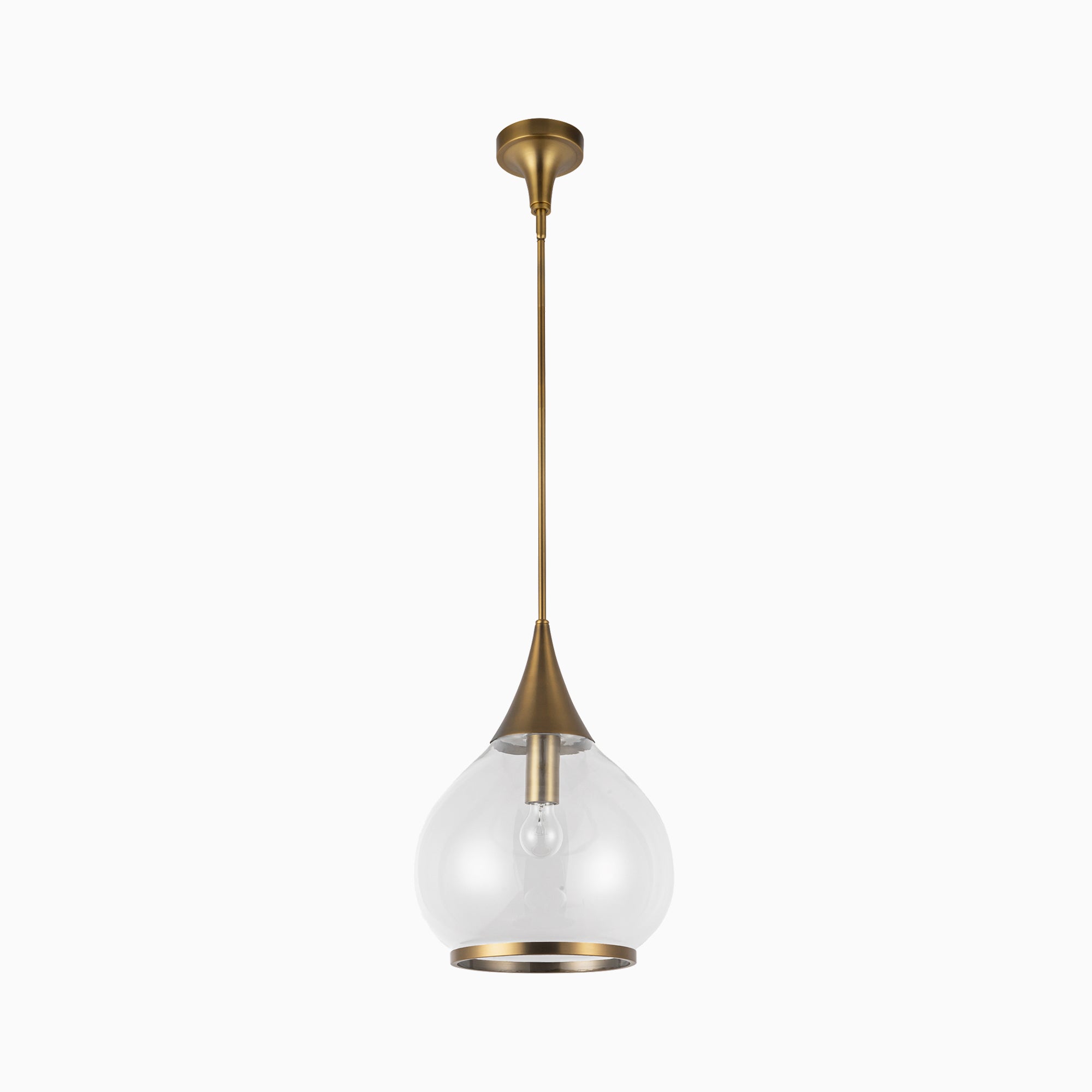 Eleanor 14" 1 Light Pendant in Aged Gold/Clear Glass