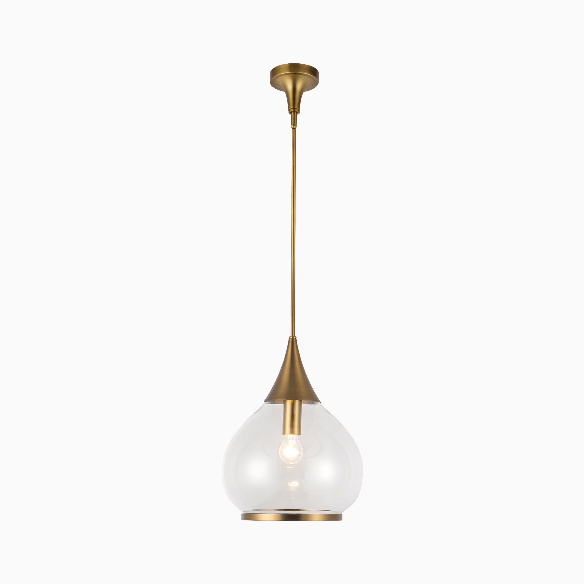 Eleanor 14" 1 Light Pendant in Aged Gold/Clear Glass