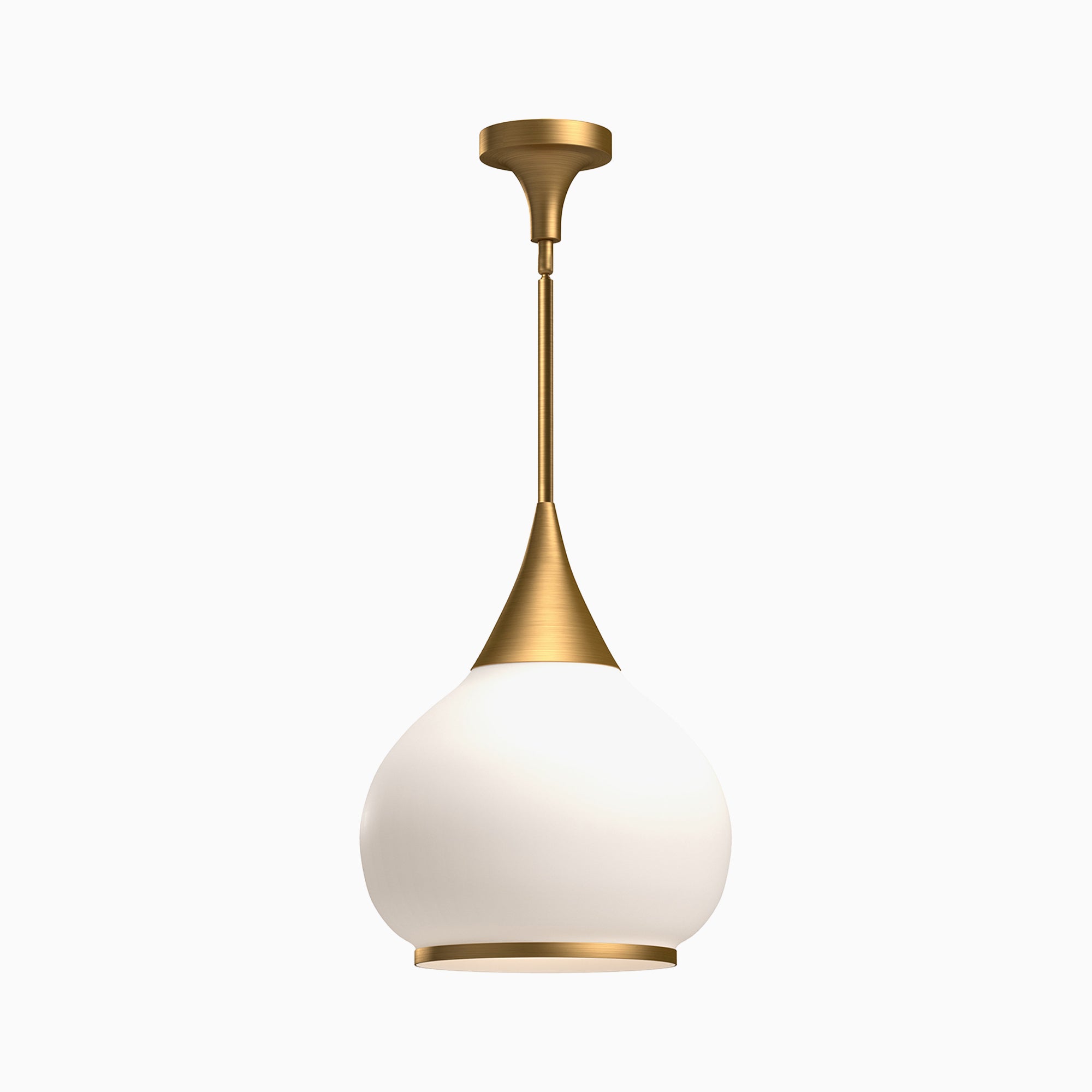 Eleanor 14" 1 Light Pendant in Aged Gold/Opal Matte Glass