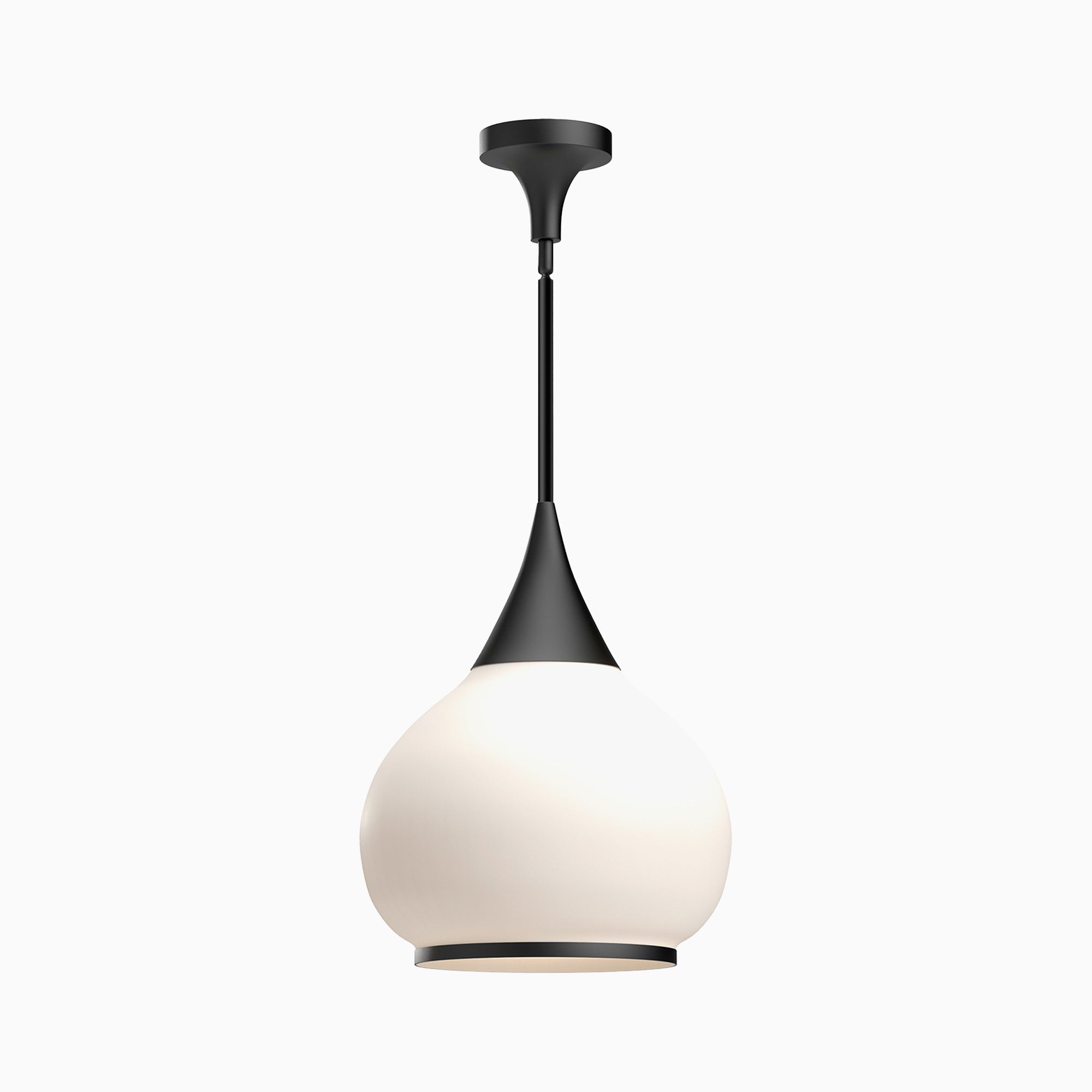 Eleanor 14" 1 Light Pendant in Matte Black/Opal Matte Glass