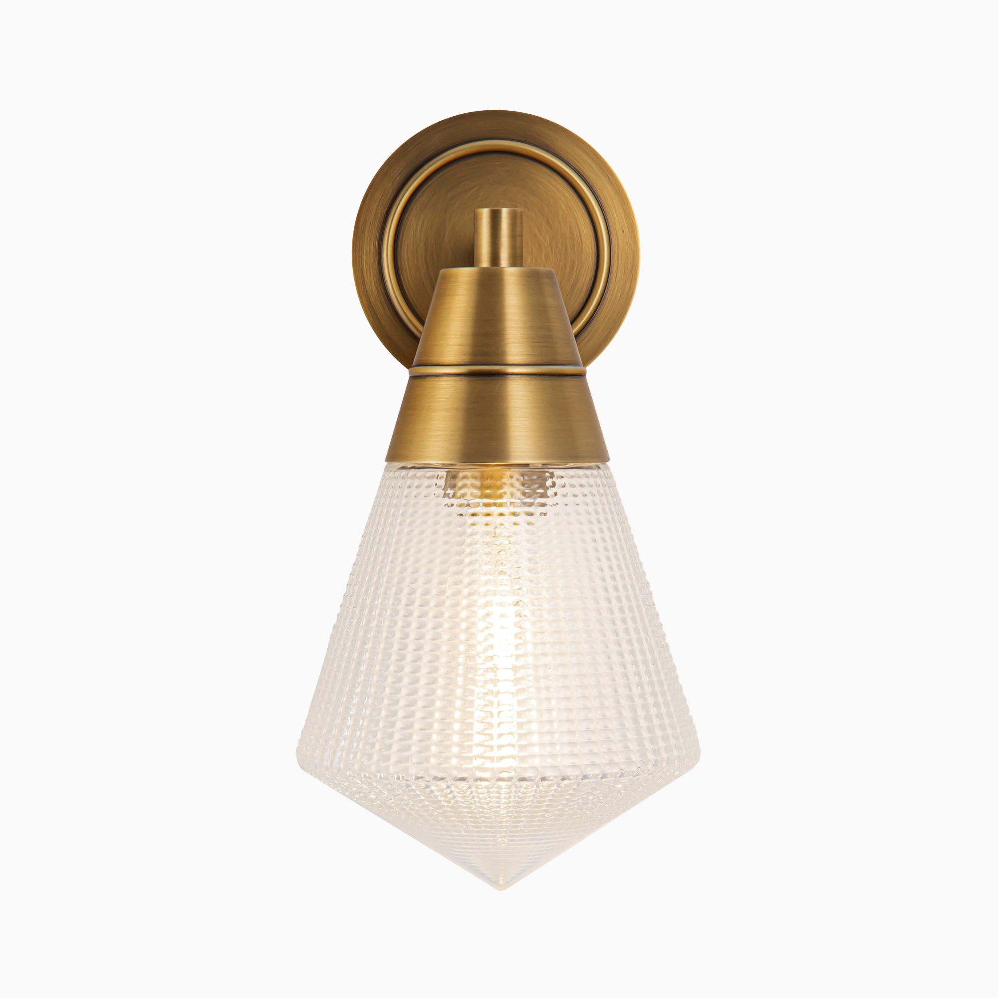 Irene 6" 1 Light Wall/Vanity Light in Vintage Brass/Prismatic Glass