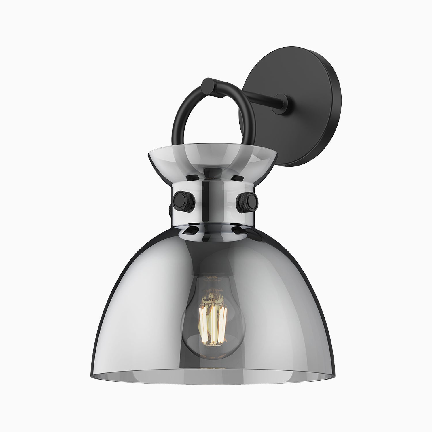 Owen 9" 1 Light Wall/Vanity Light in Matte Black/Smoked Glass