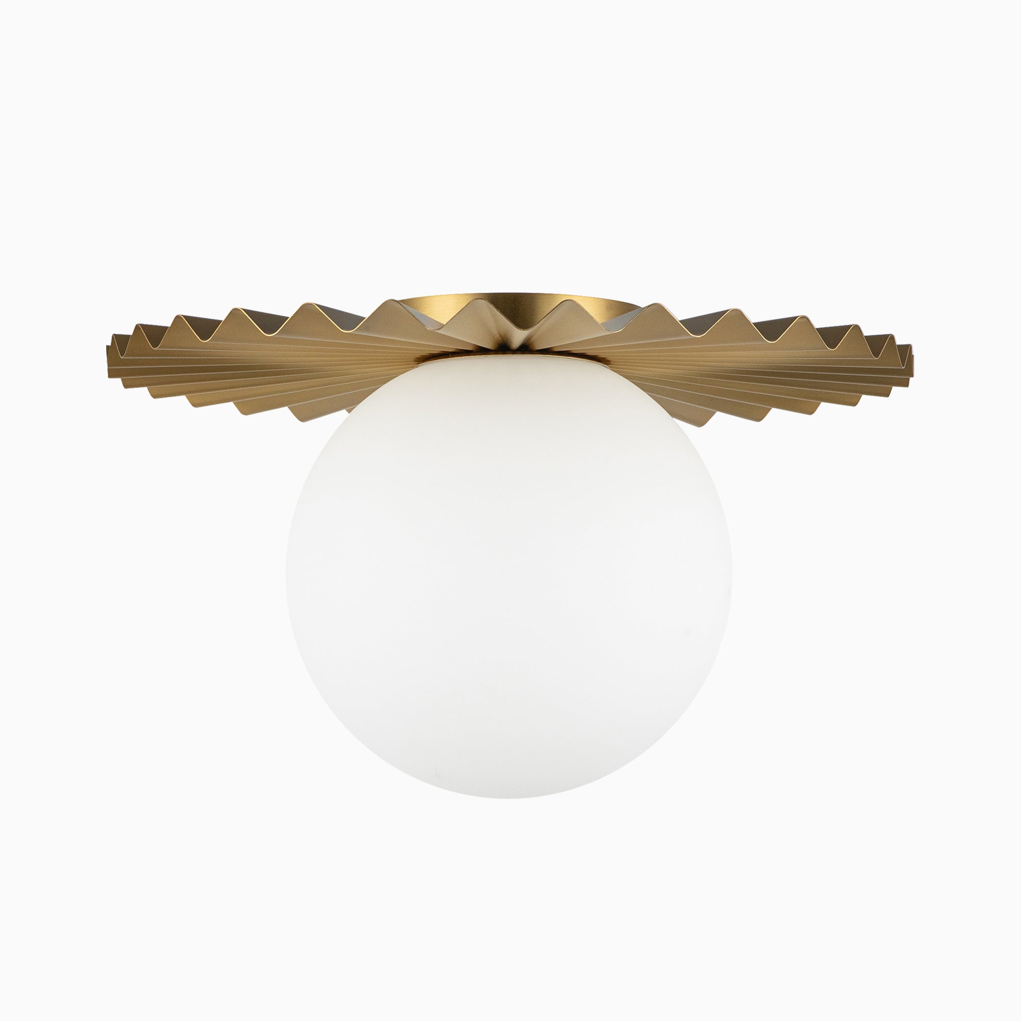 Priya 14" 1 Light Flush Mount in Brushed Gold/Opal Matte Glass