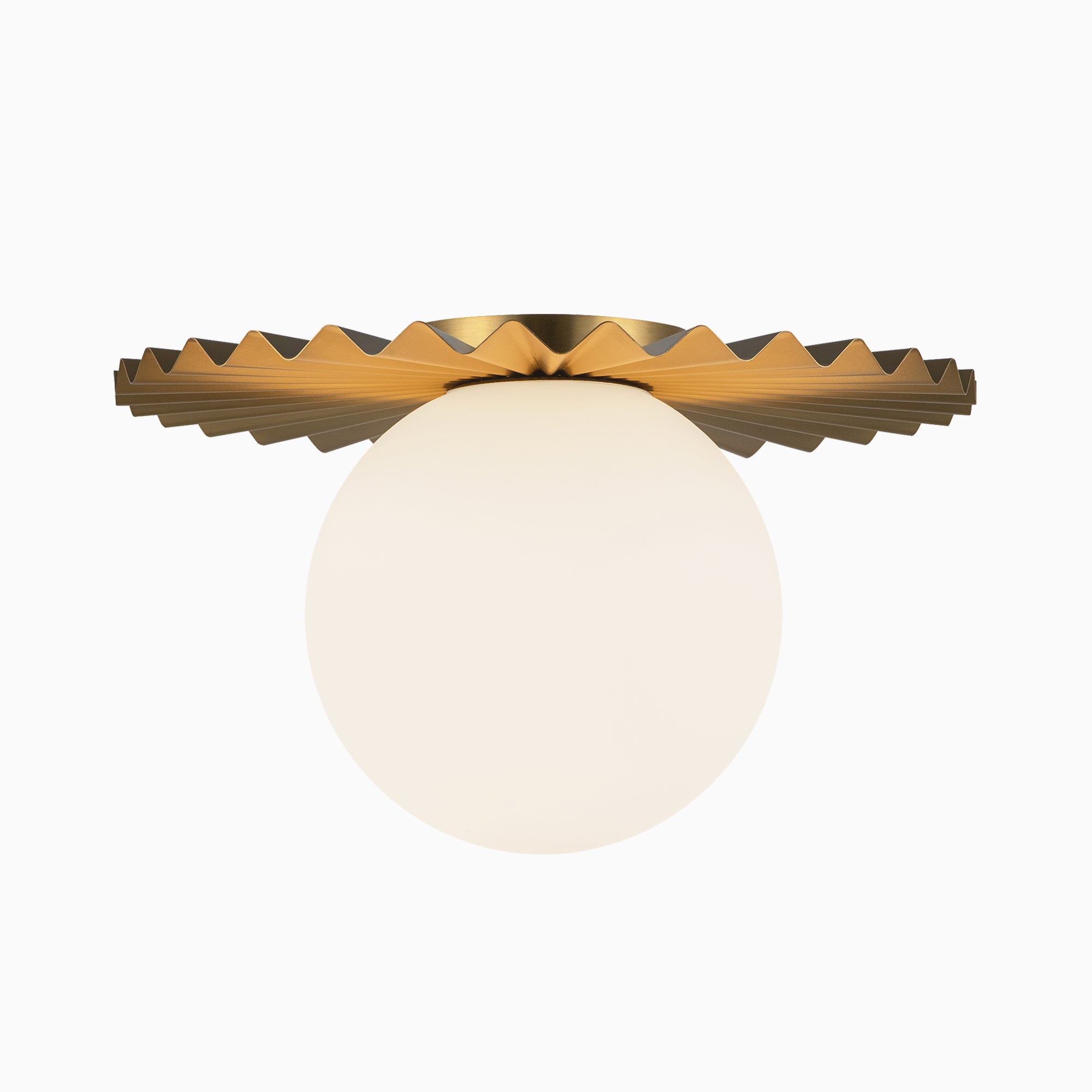 Priya 14" 1 Light Flush Mount in Brushed Gold/Opal Matte Glass