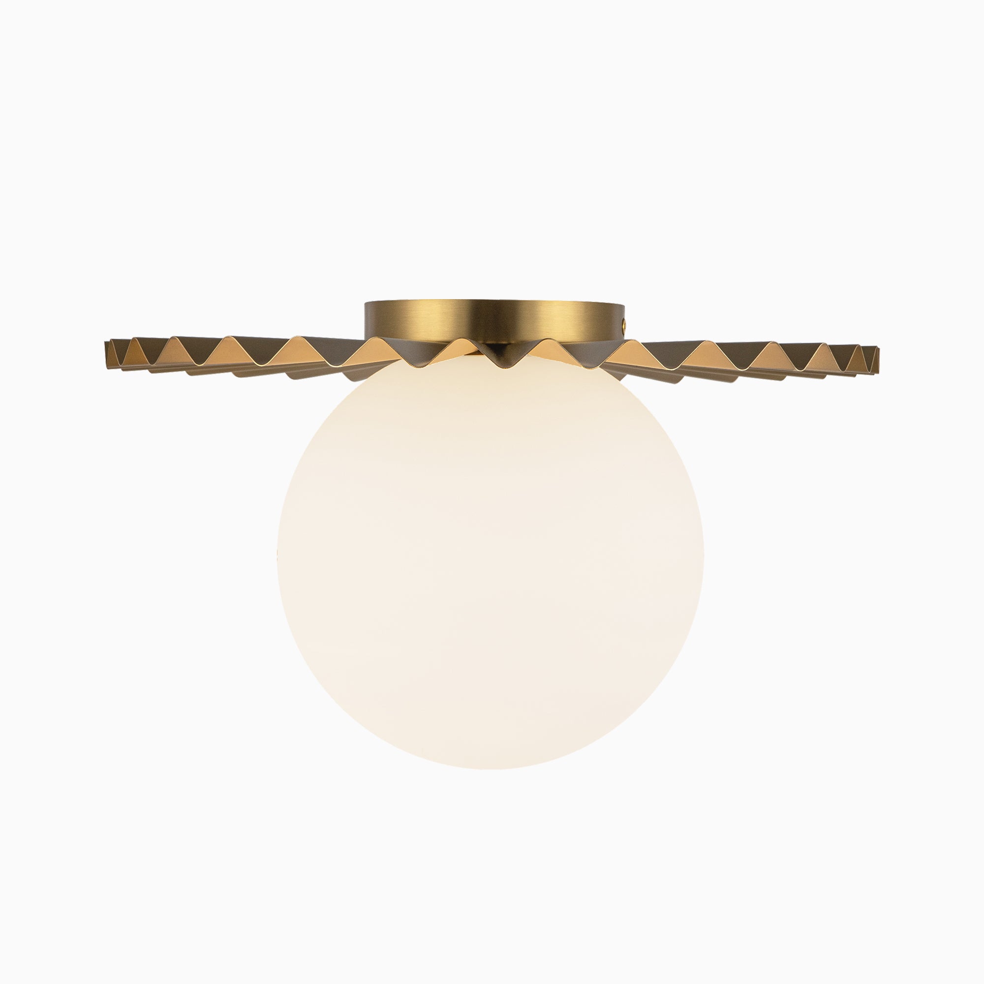 Priya 14" 1 Light Flush Mount in Brushed Gold/Opal Matte Glass