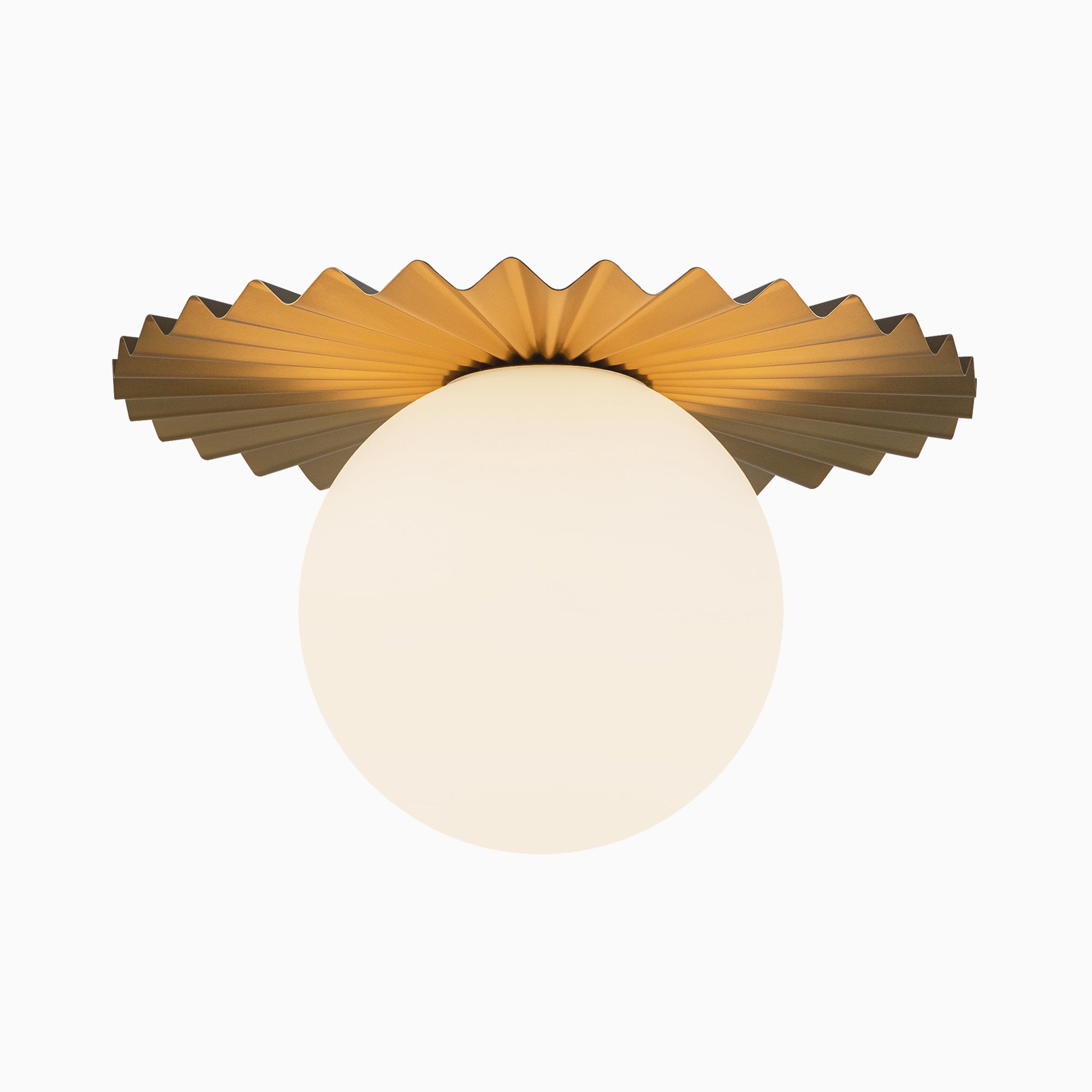 Priya 14" 1 Light Flush Mount in Brushed Gold/Opal Matte Glass
