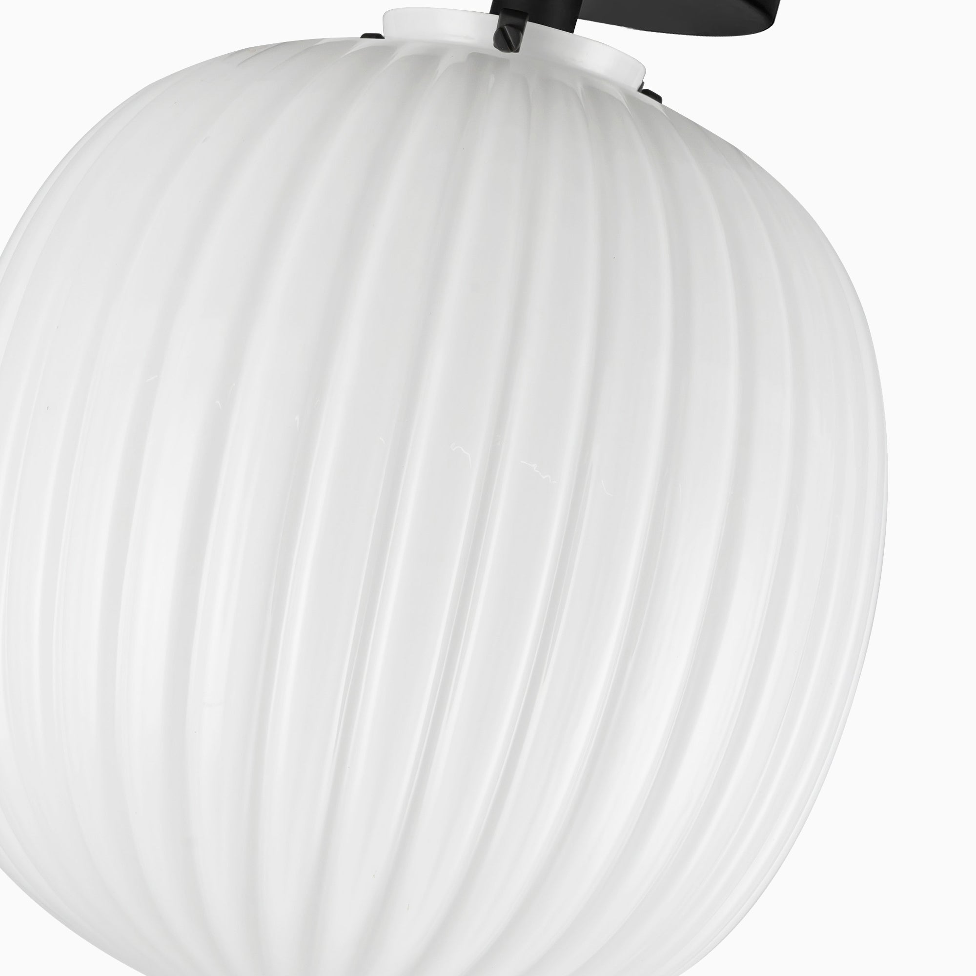 Cheyenne 12" Socket Semi-Flush Mount in Matte Black/Glossy Ribbed Opal Glass