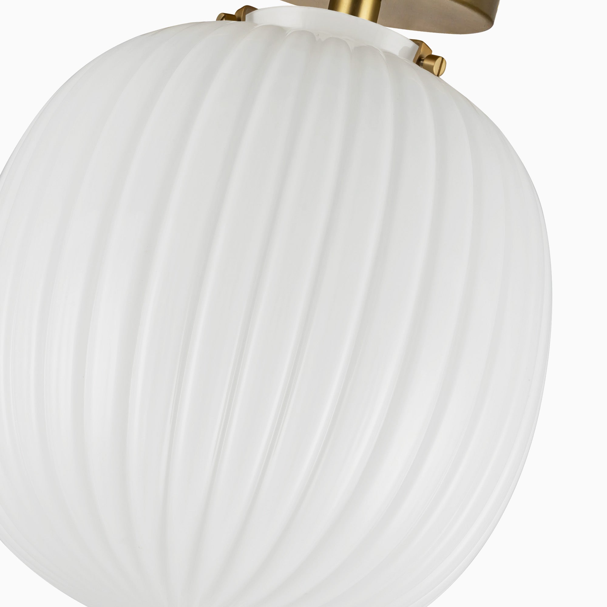 Cheyenne 12" Socket Semi-Flush Mount in Brushed Gold/Glossy Ribbed Opal Glass