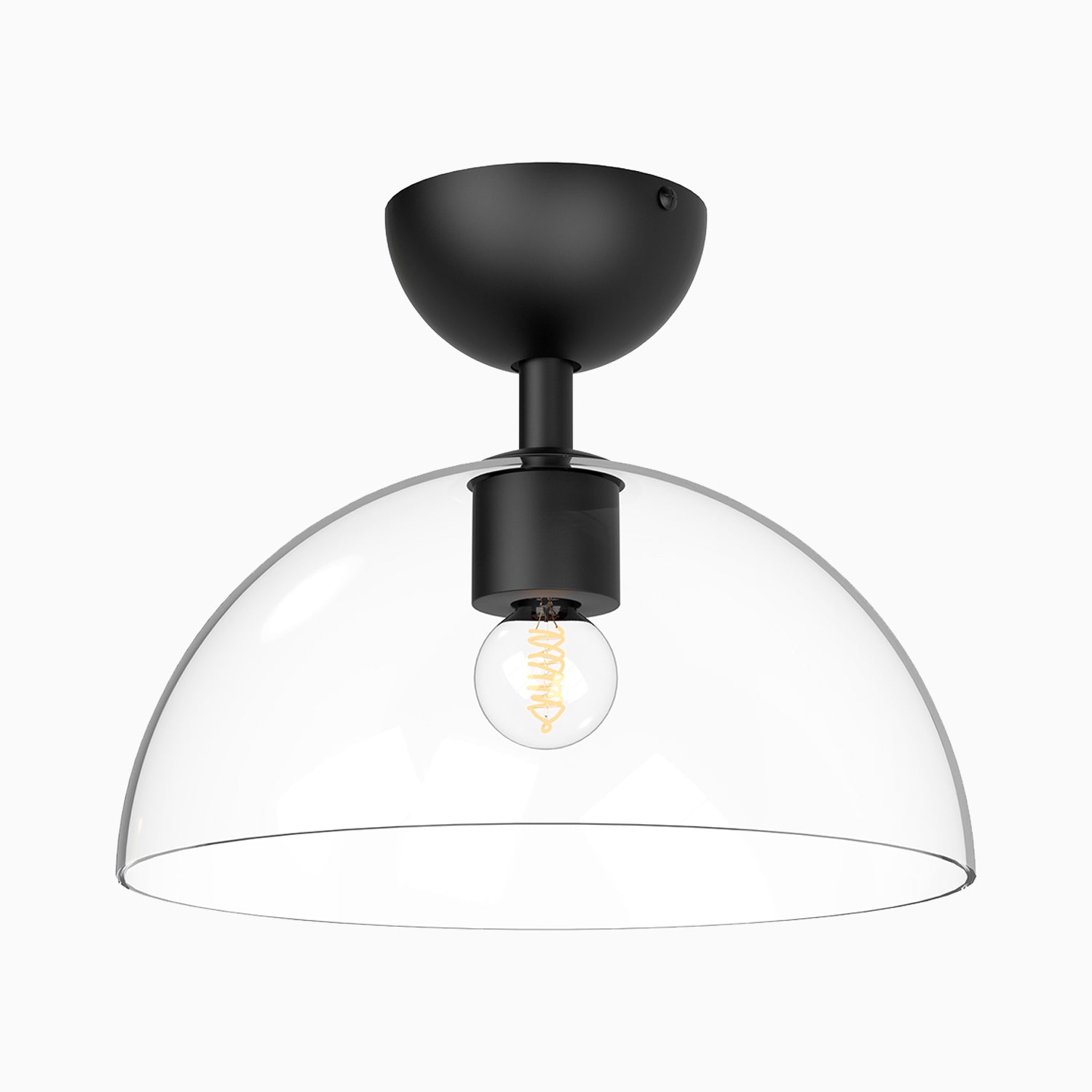 Merrill 12" 1 Light Semi-Flush Mount in Matte Black/Clear Glass