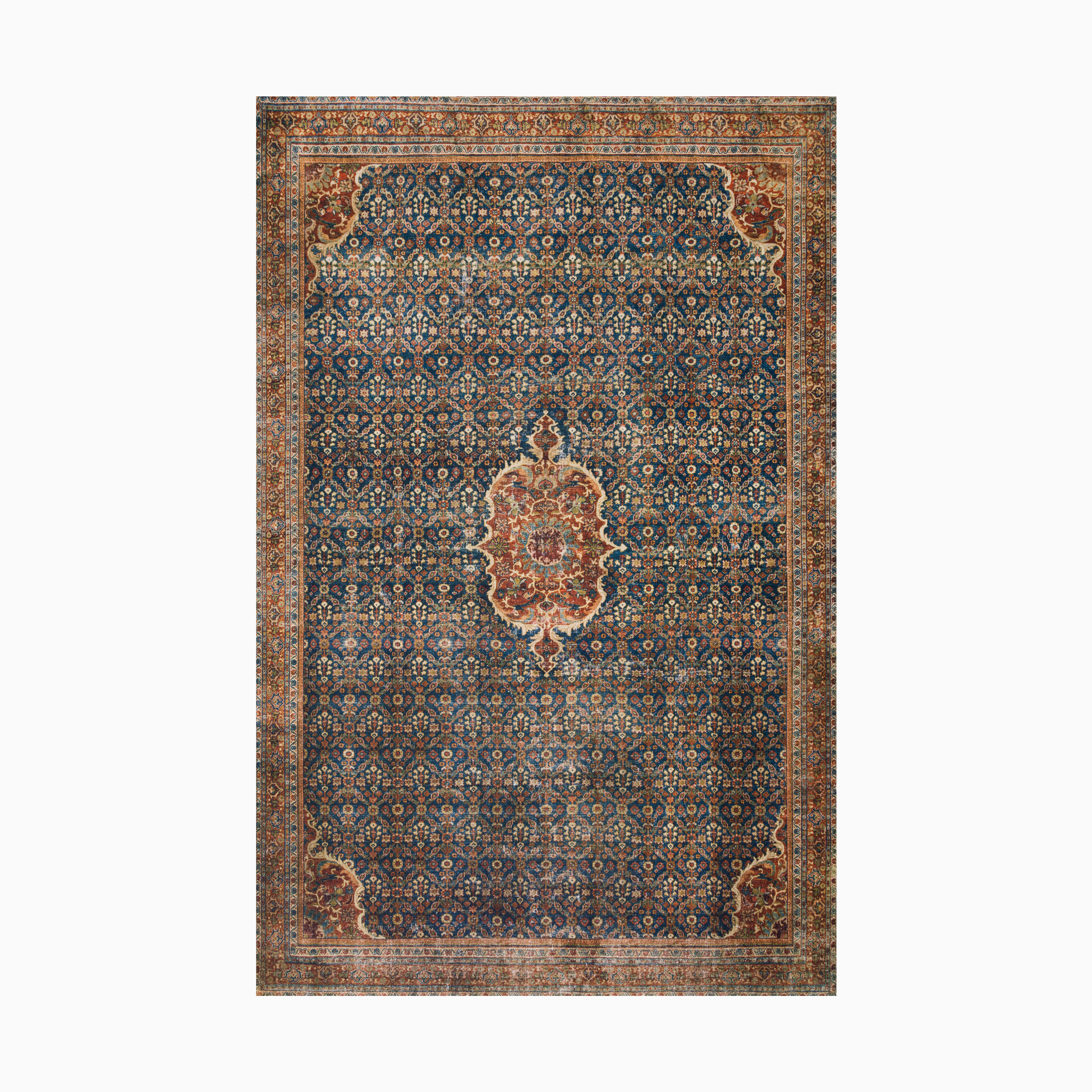 Hutchinson Rug in Navy / Rust