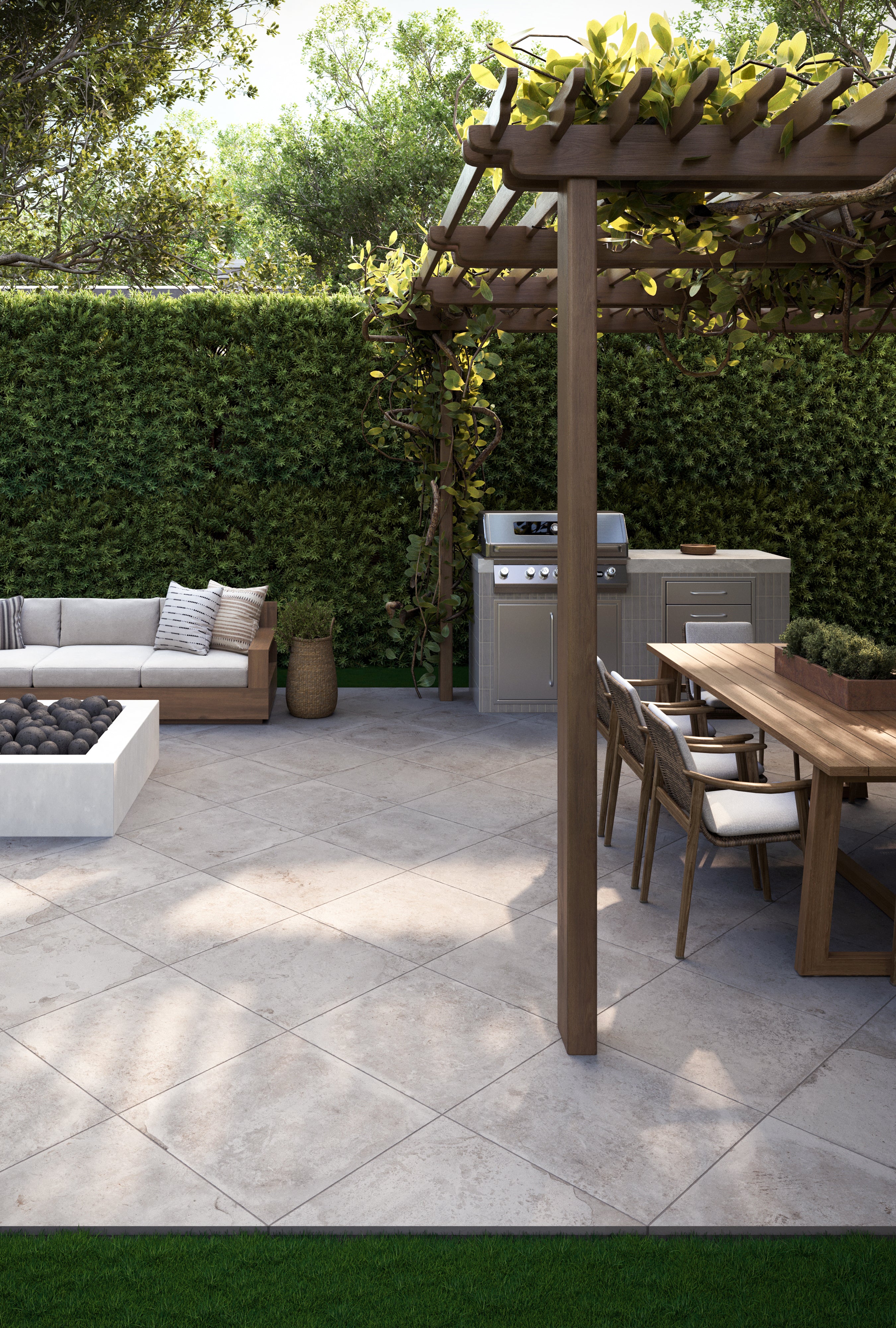 Bowden 24x24 Grip Porcelain 2cm Paver Tile in Oat