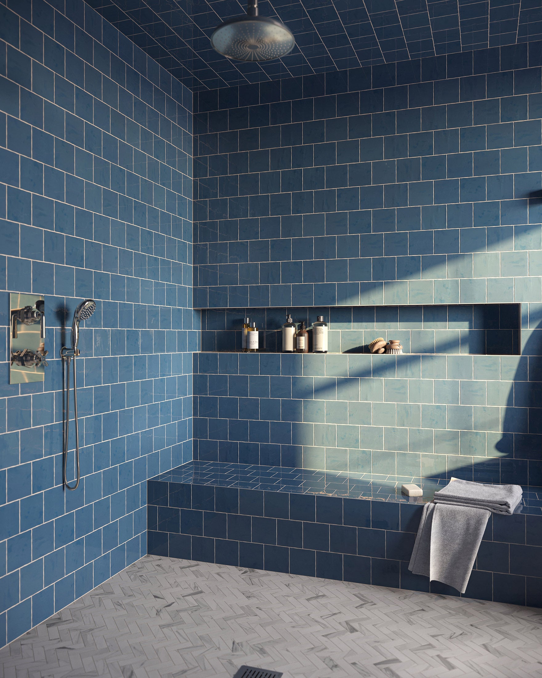 Chantel 12x15 Matte Porcelain Herringbone Mosaic Tile in Apuano