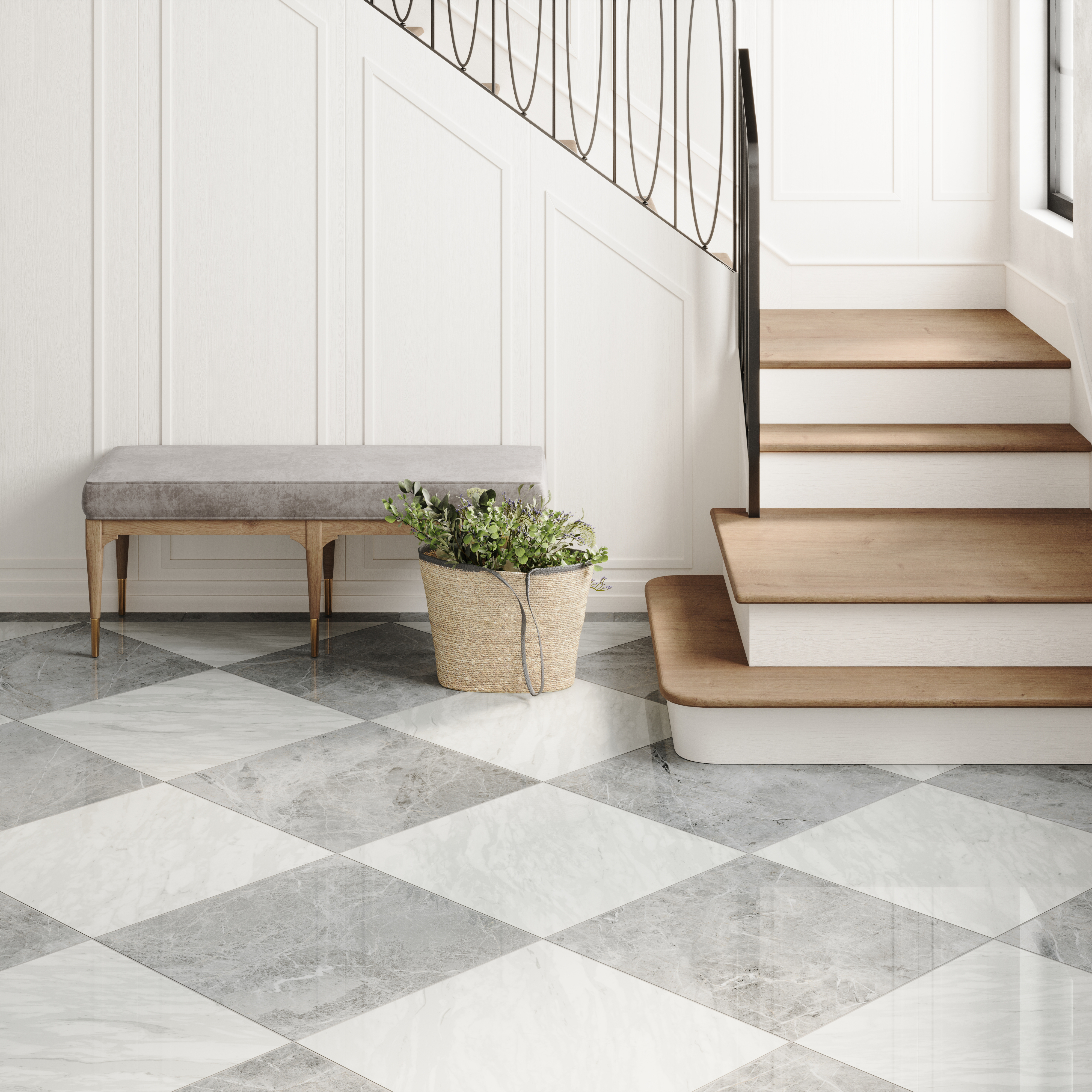 Blair 24x24 Polished Porcelain Tile in Volakas White