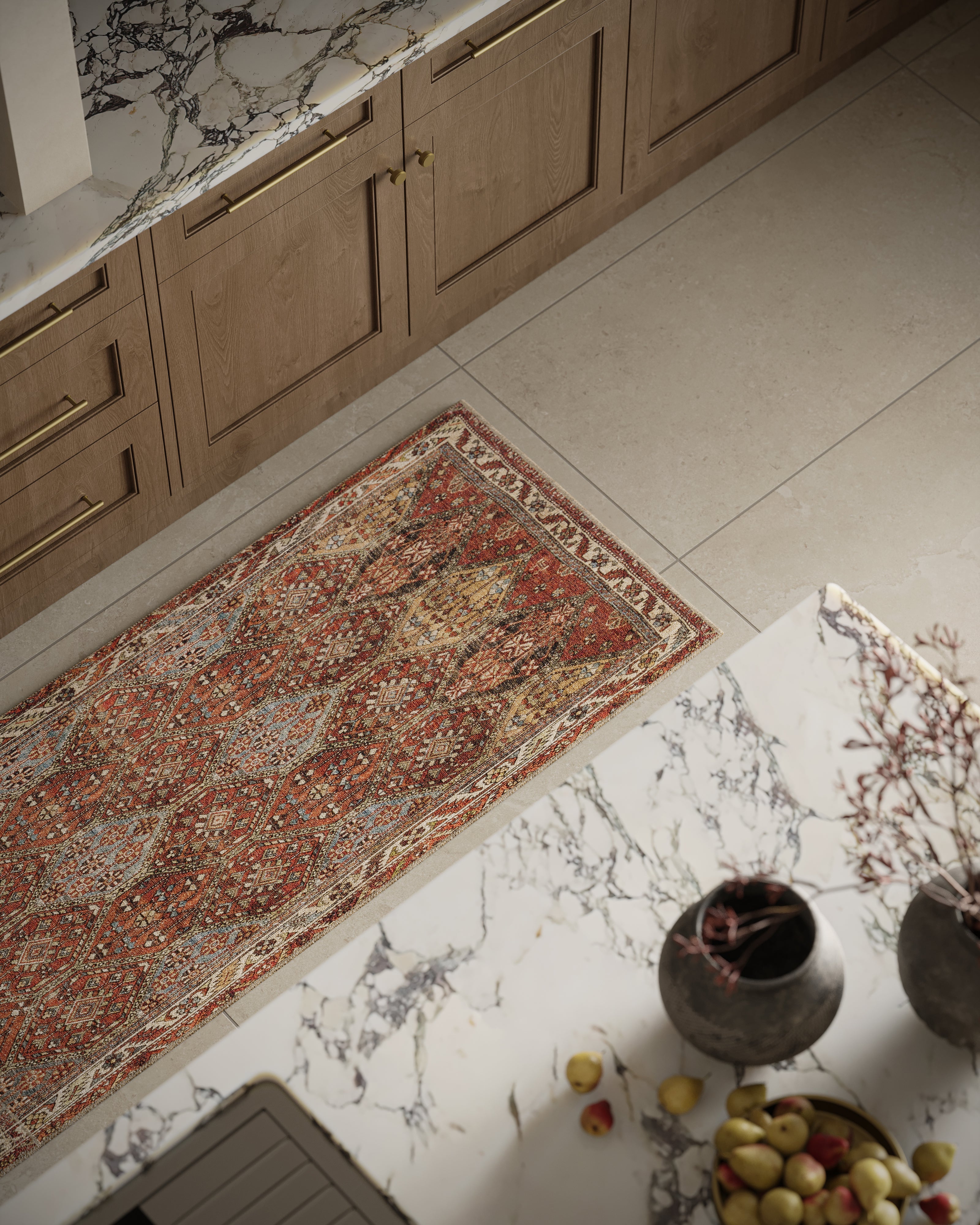 Pascal Polyester Face Rug in Rust / Multi