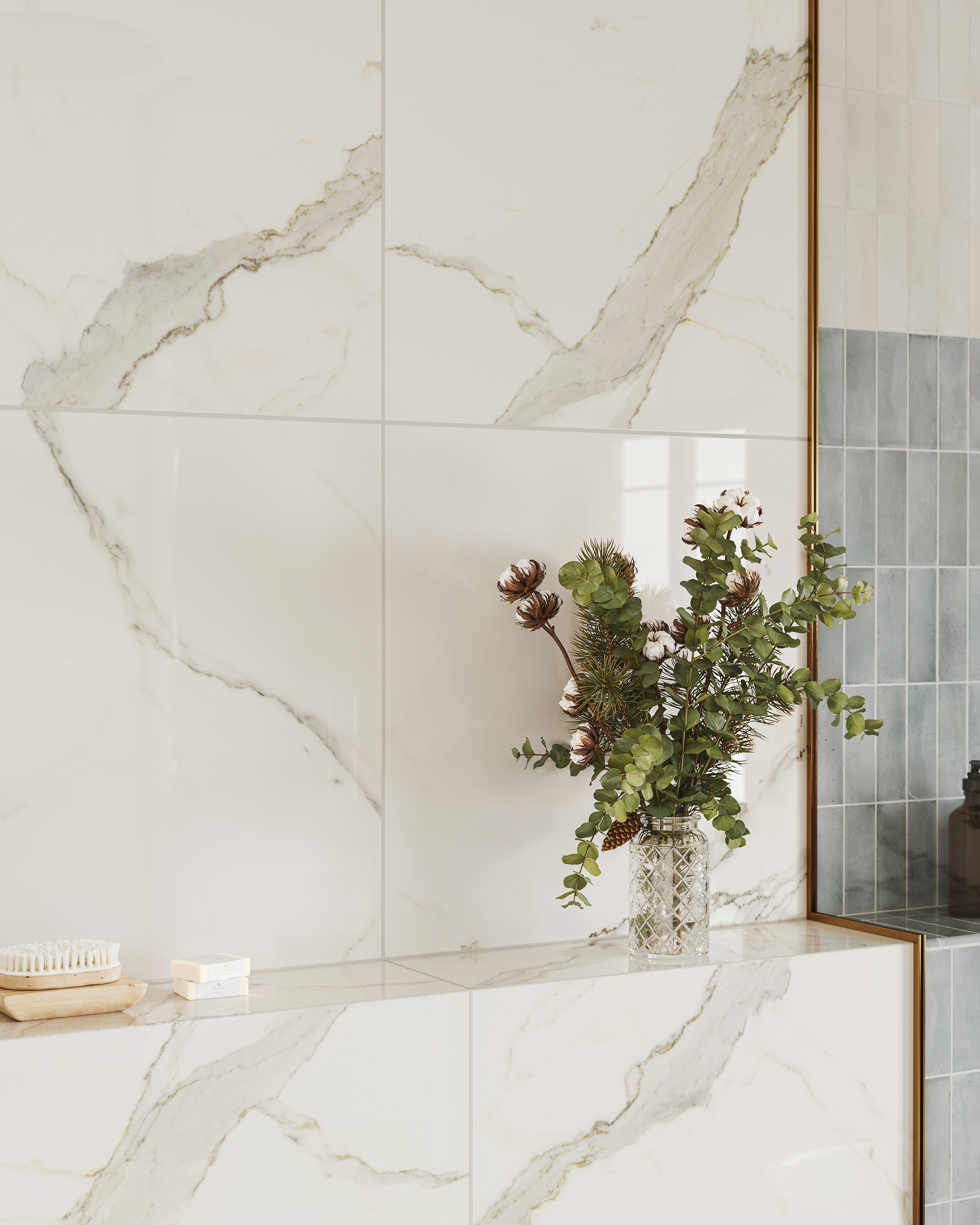 Aniston 24x48 Matte Porcelain Tile in Calacatta Top