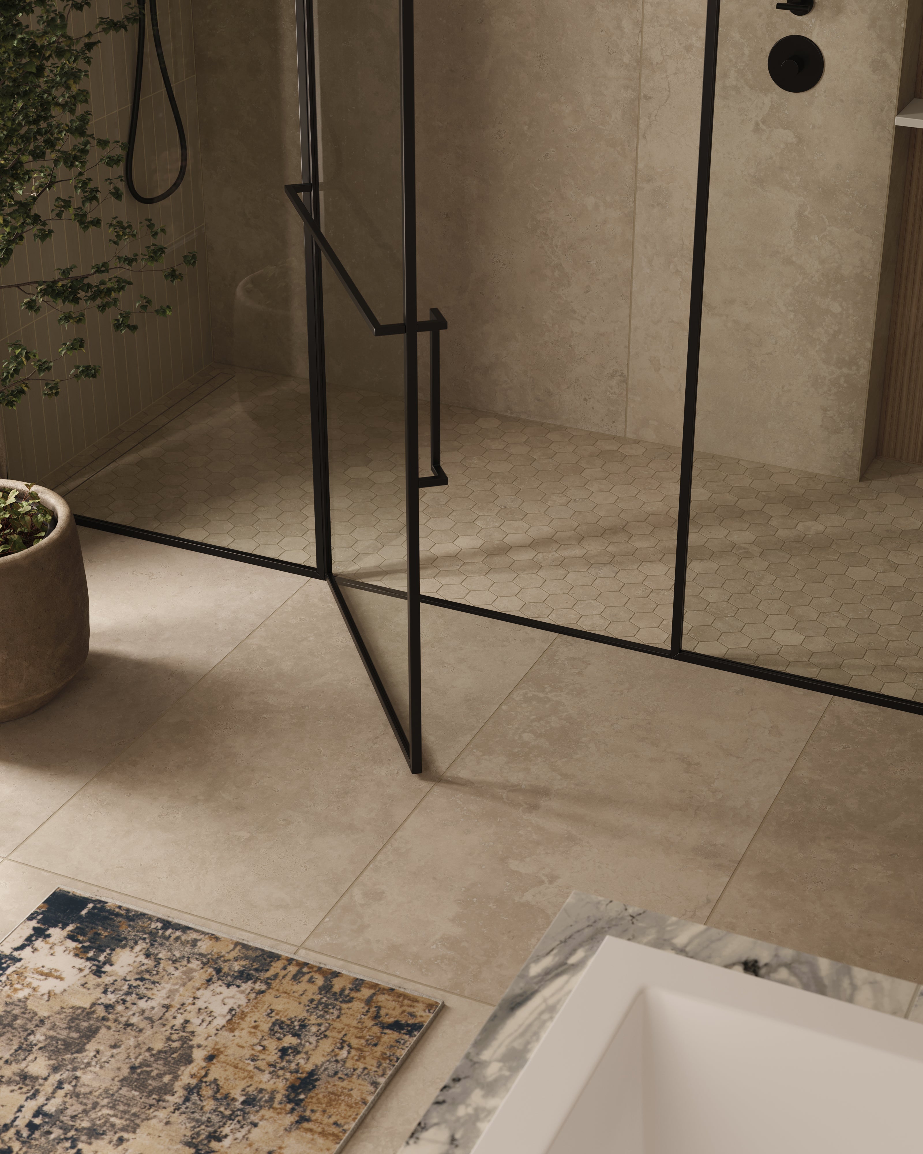 Leona 3x3 Matte Porcelain Hexagon Mosaic Tile in Marfil