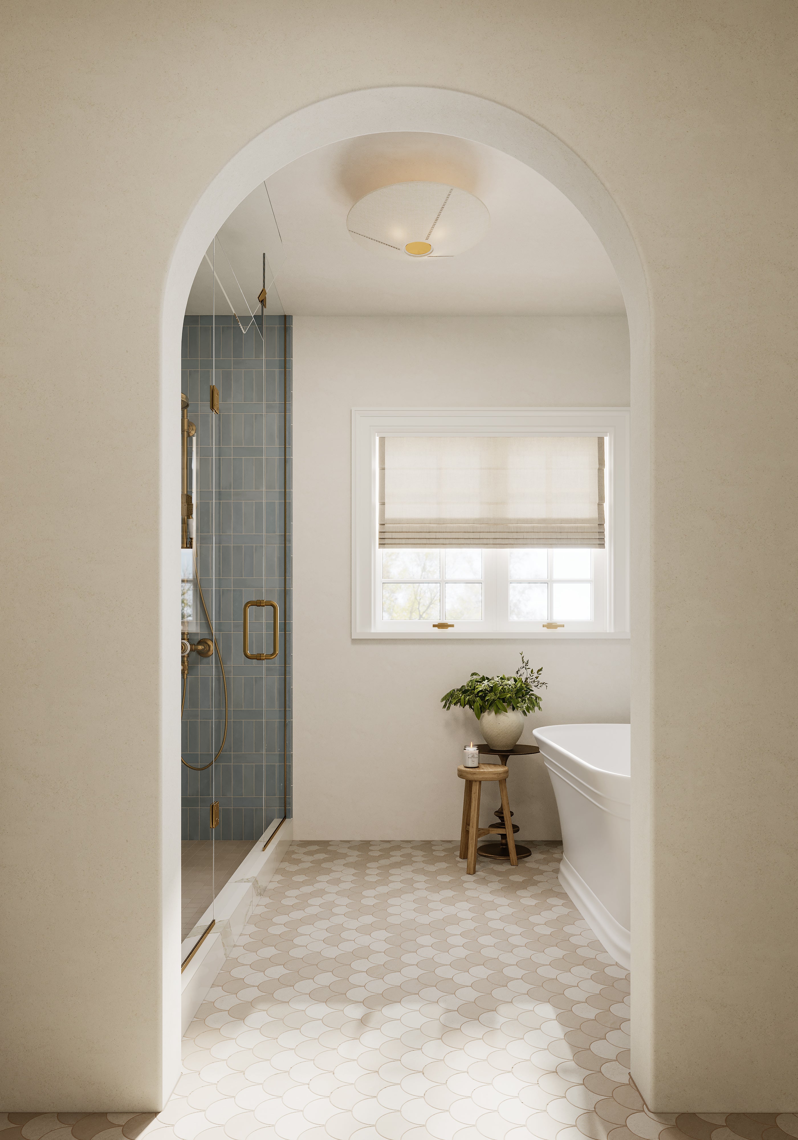 Shea 13.7x14.5 Matte Porcelain Wave Mosaic Tile in Warm Blend