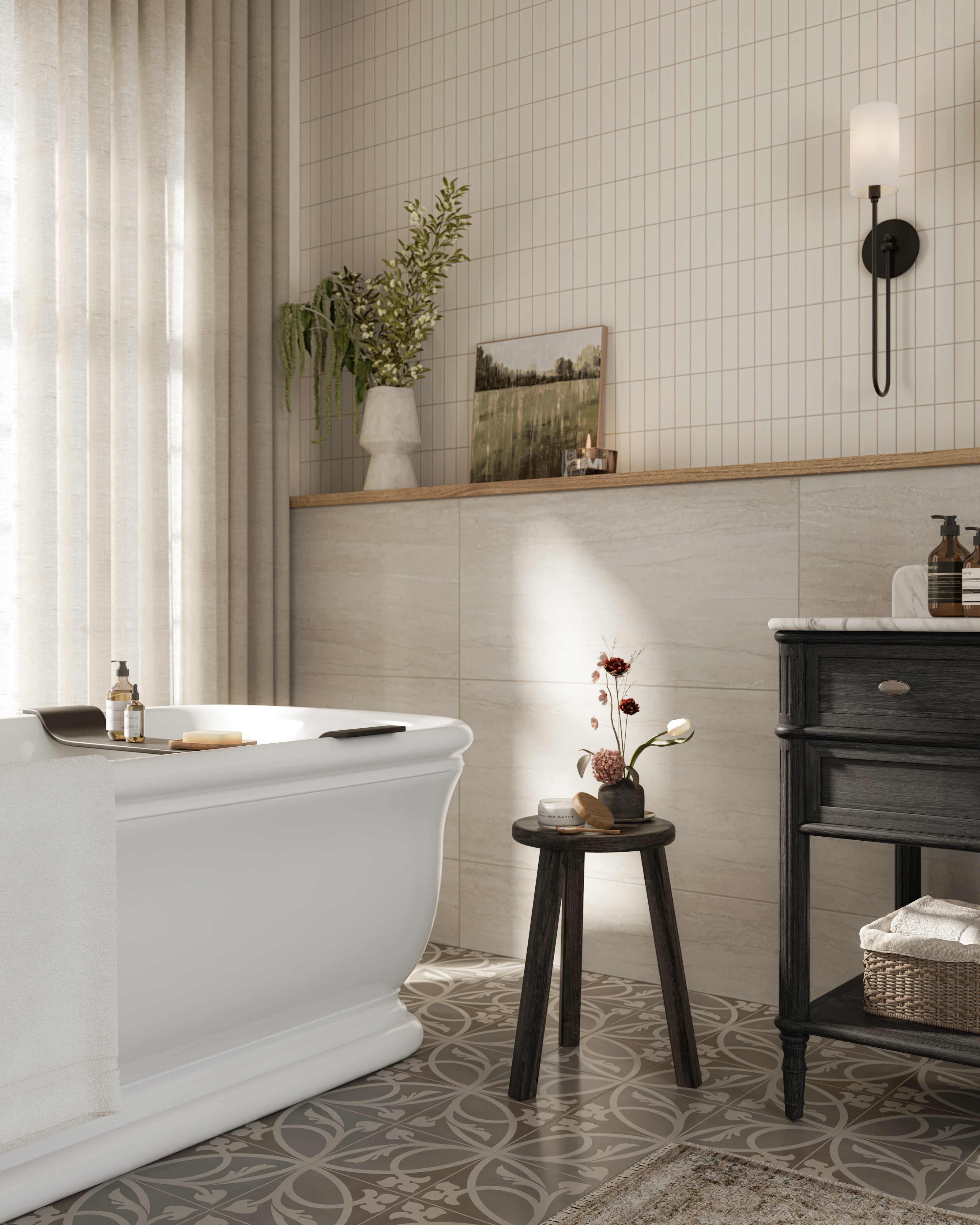 Tatum 24x48 Matte Porcelain Tile in Vein-Cut Sand