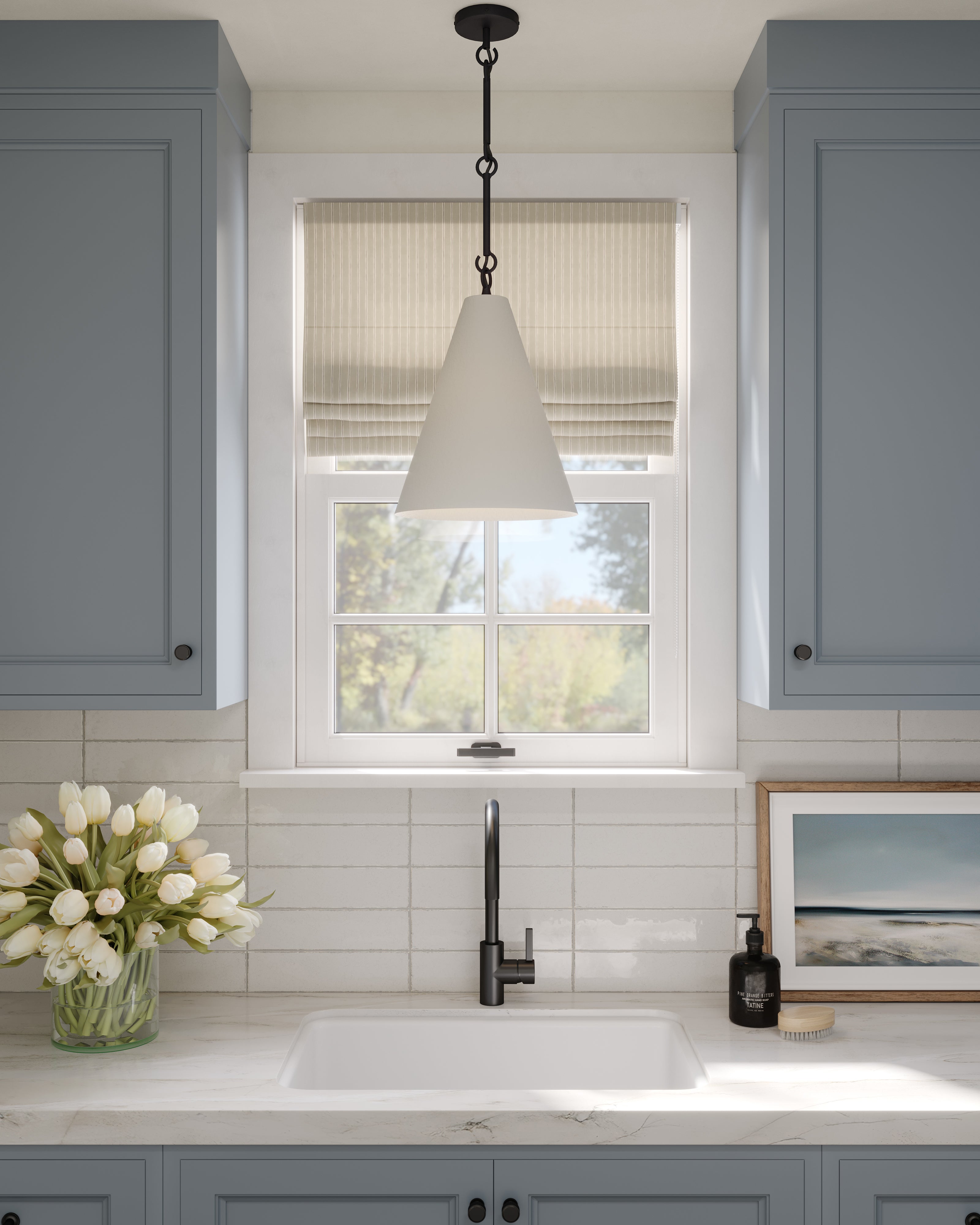 Kane Pendant in Matte White Plaster