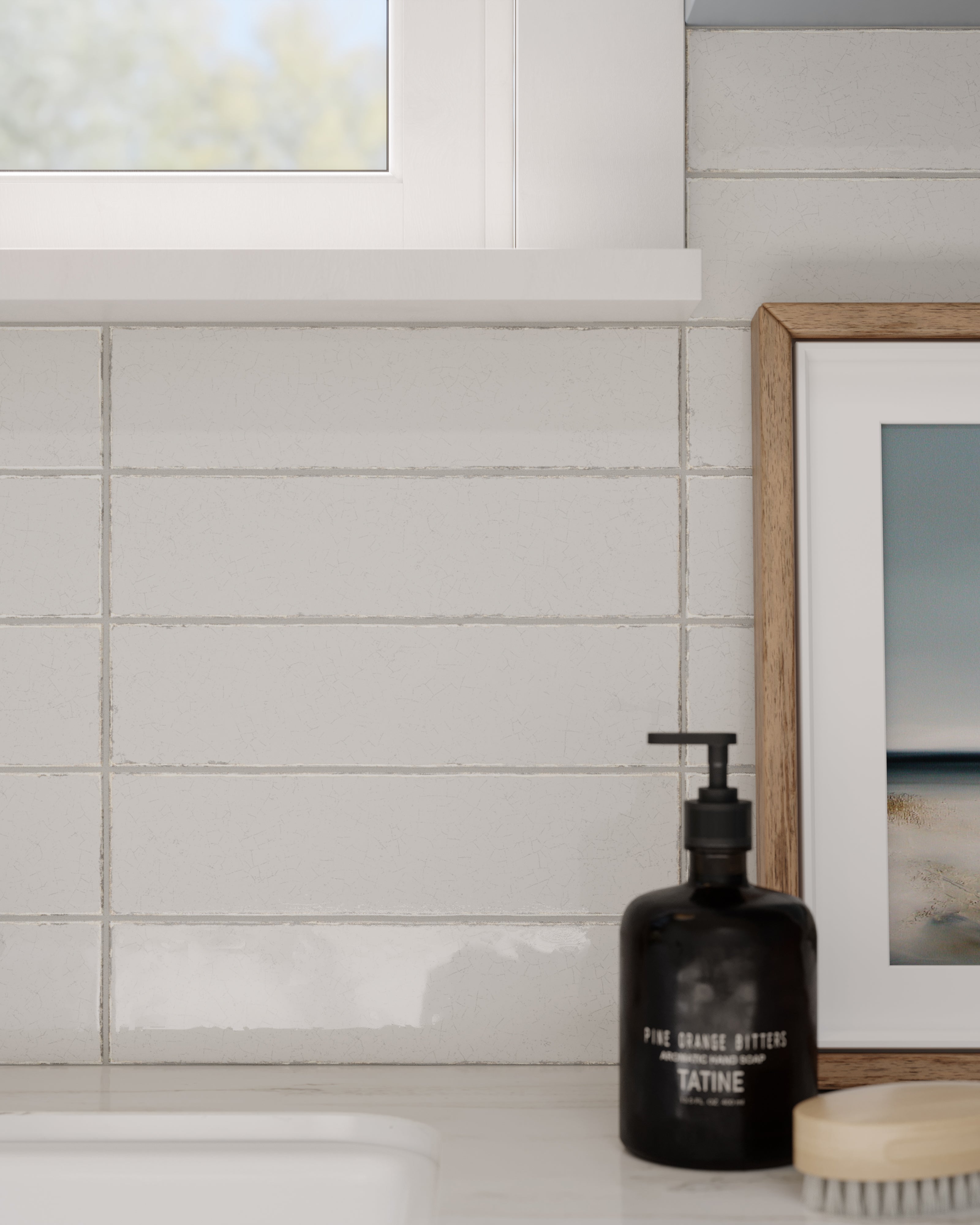 Josie 3x12 Crackled Ceramic Tile in Pearl