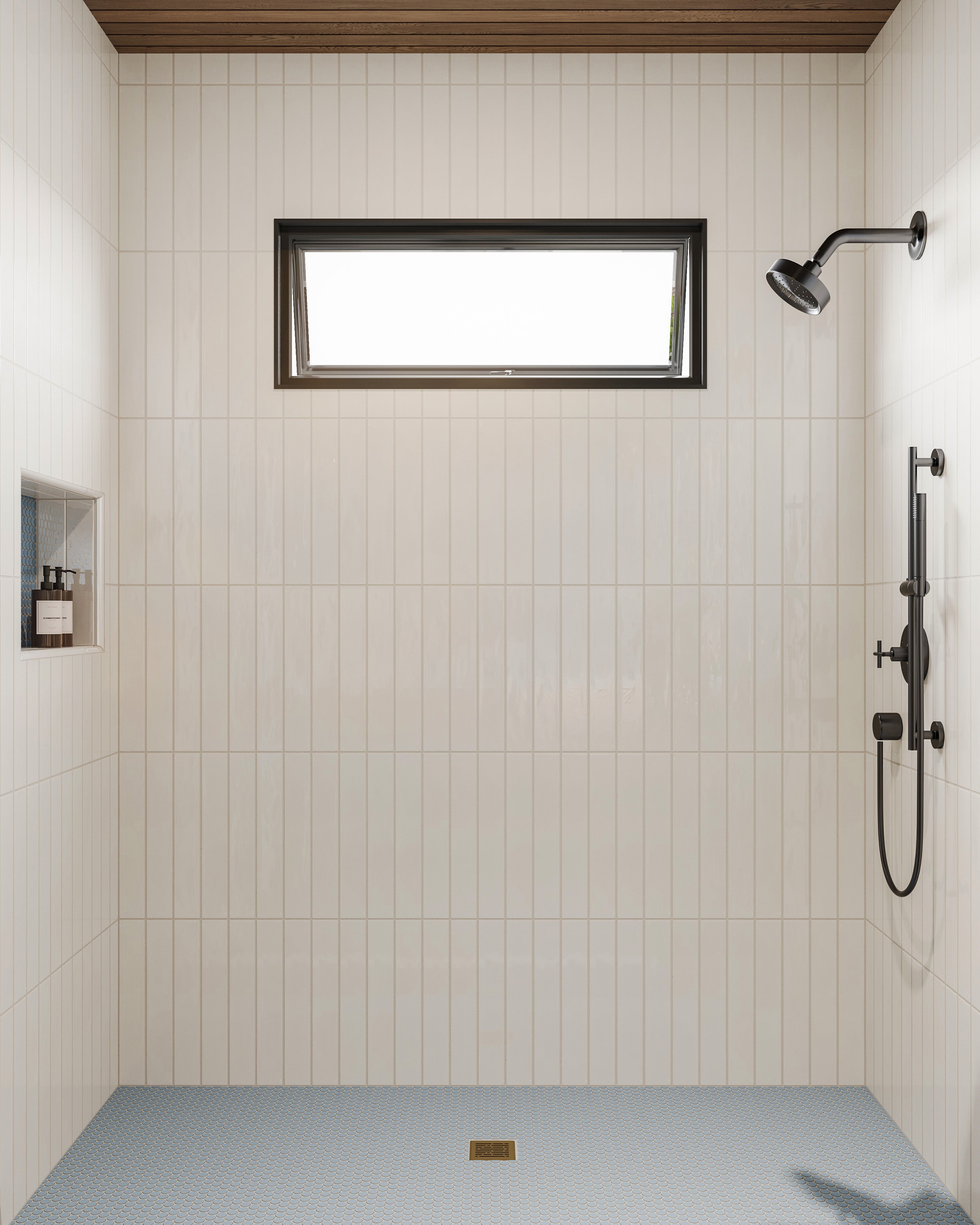 Ariel 12x12 Glossy Porcelain Penny Round Mosaic Tile in Dusty Blue