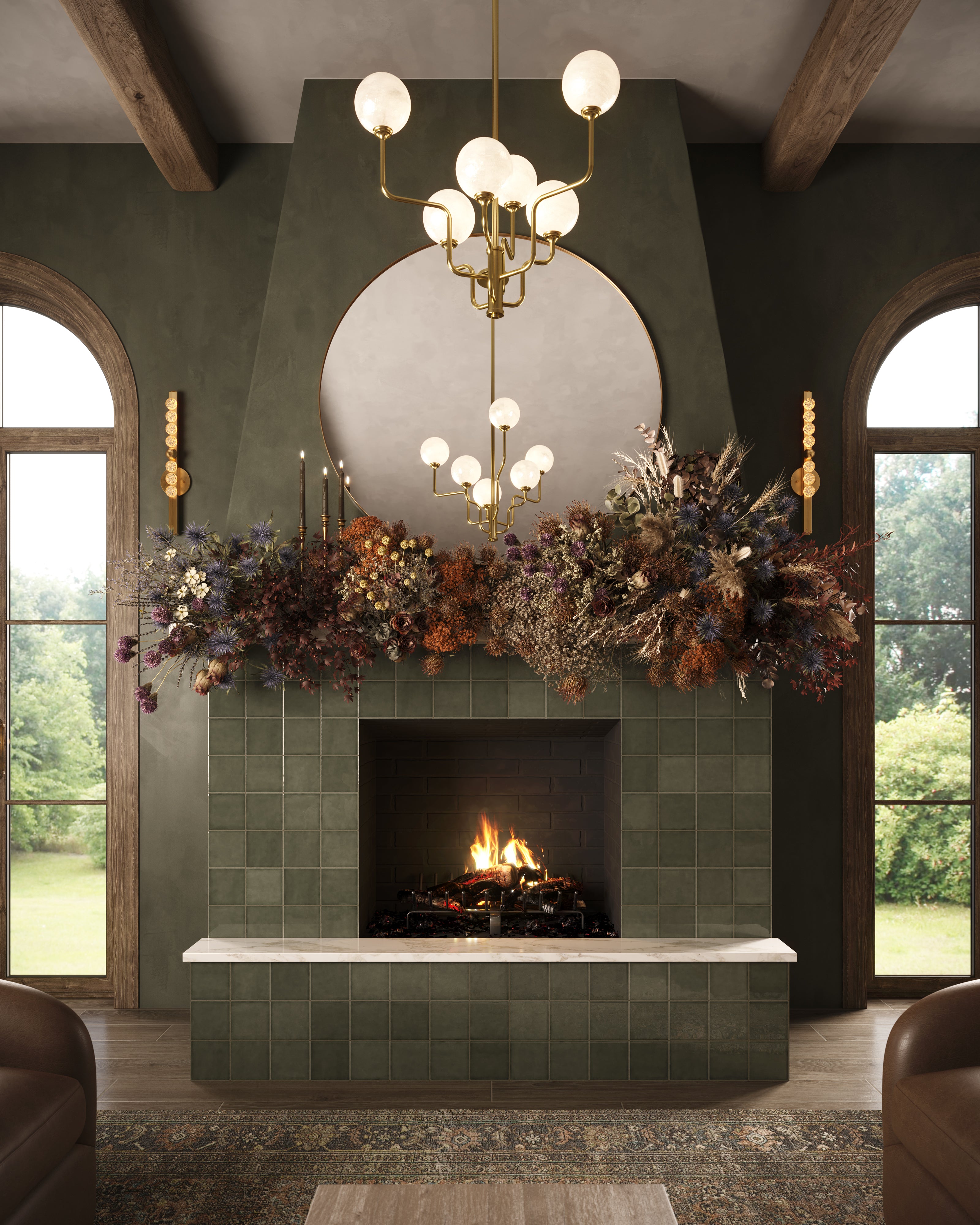 Mikayla 5x5 Glossy Ceramic Tile in Olive