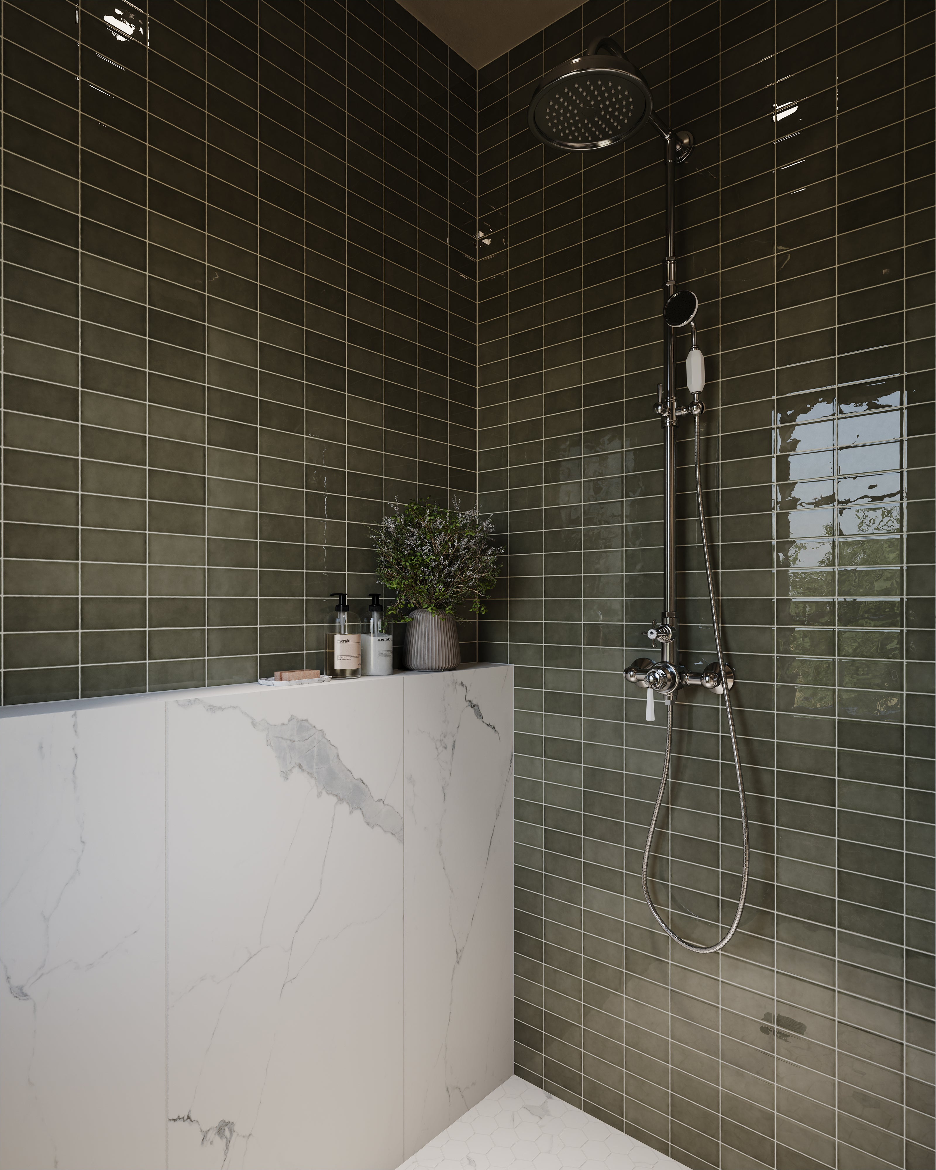Mikayla 2.5x5 Glossy Ceramic Tile in Olive