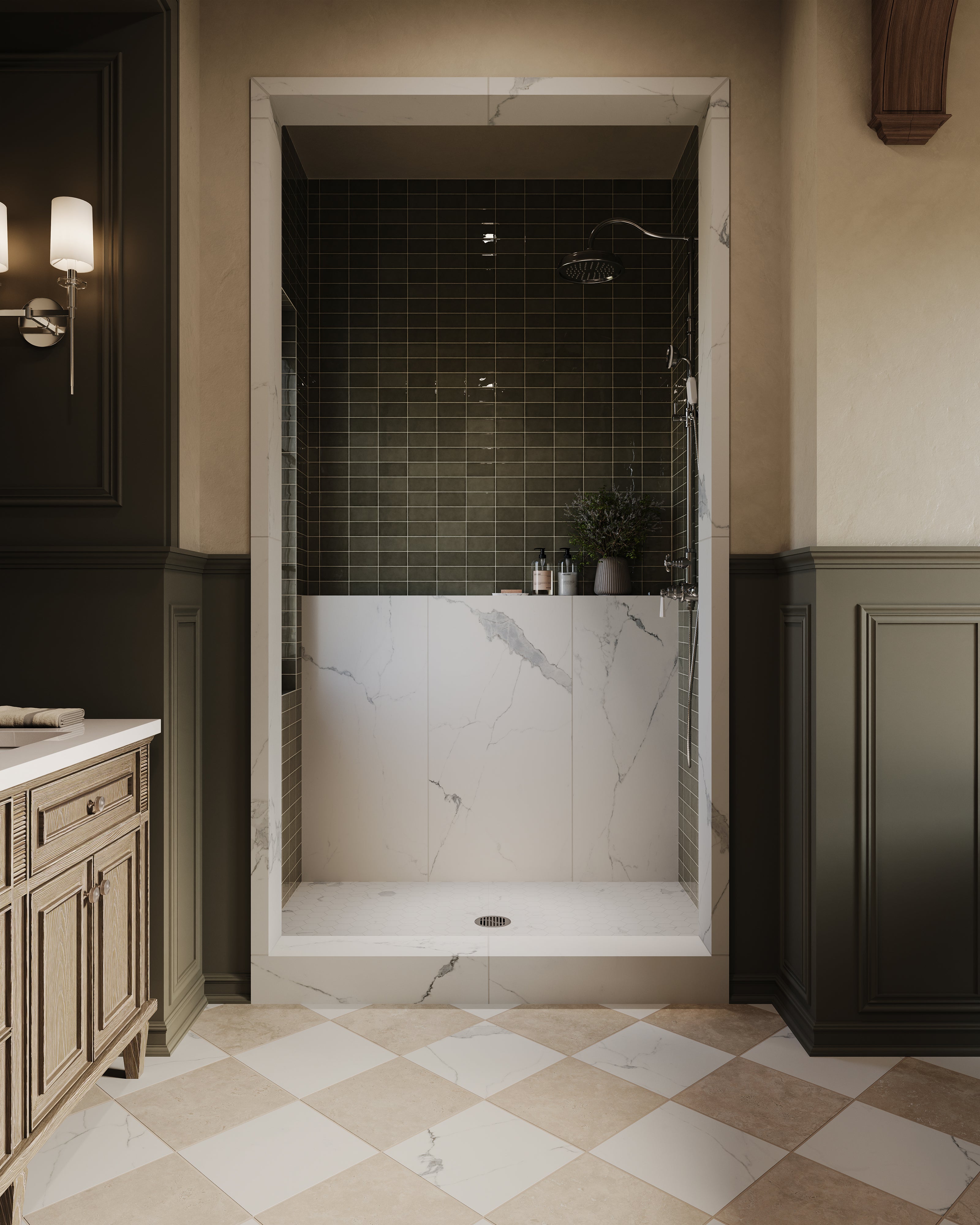 Leona 3x3 Matte Porcelain Hexagon Mosaic Tile in Calacatta