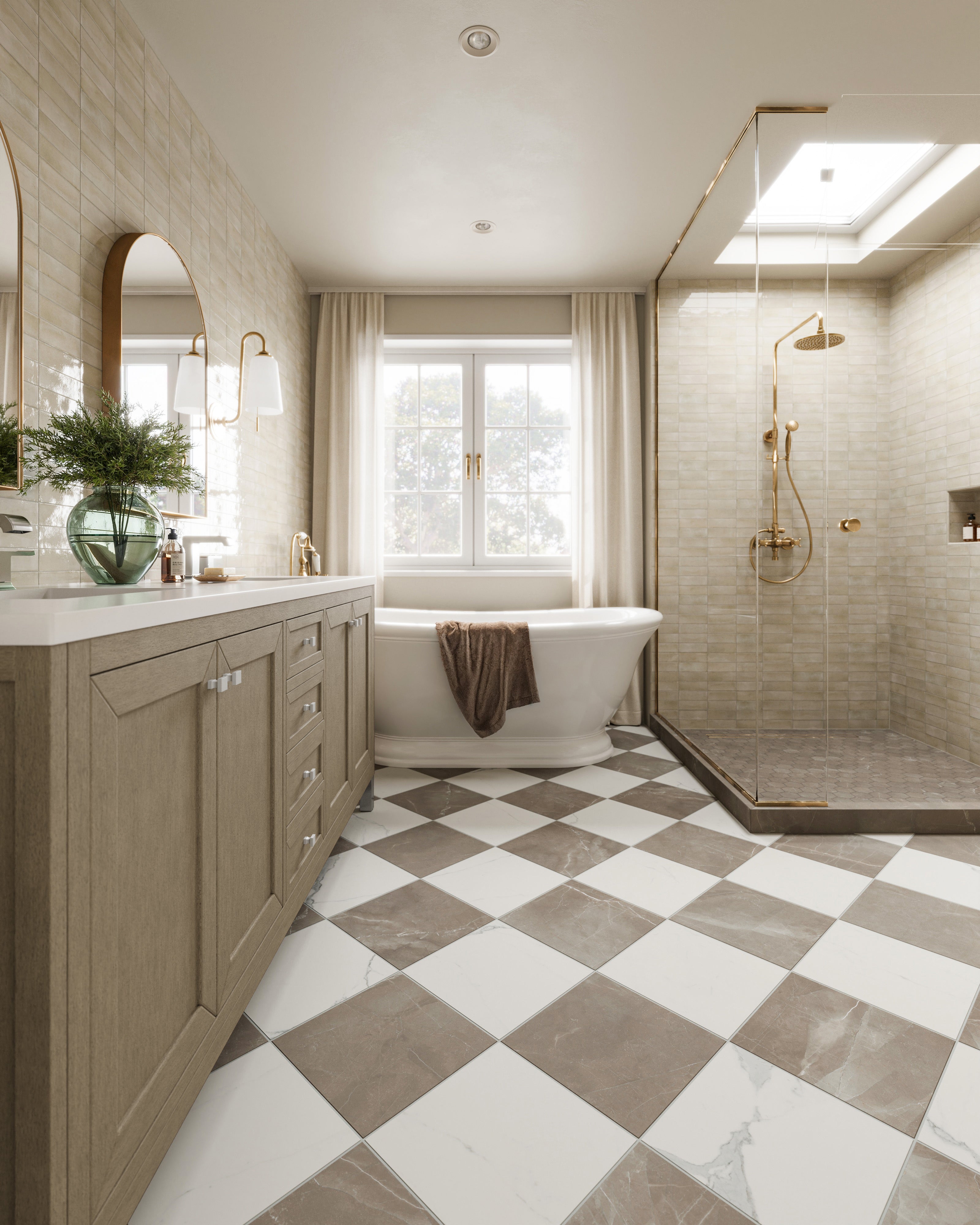 Janelle 72" Double Vanity in Walnut Whisper with 3 cm White Zeus Silestone¨ Top