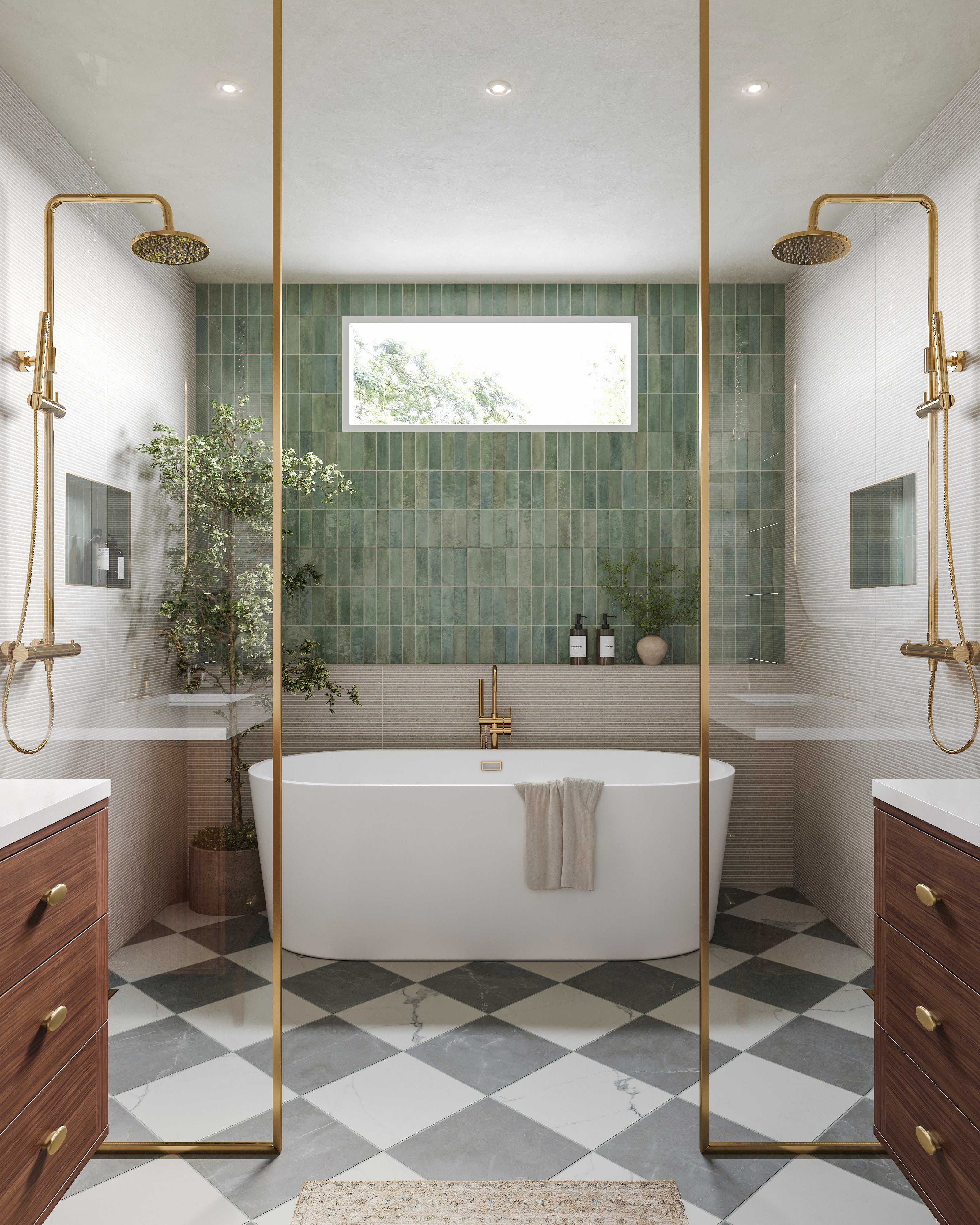 Leona 12x12 Checkerboard Matte Porcelain Tile in Calacatta and Amani Grey