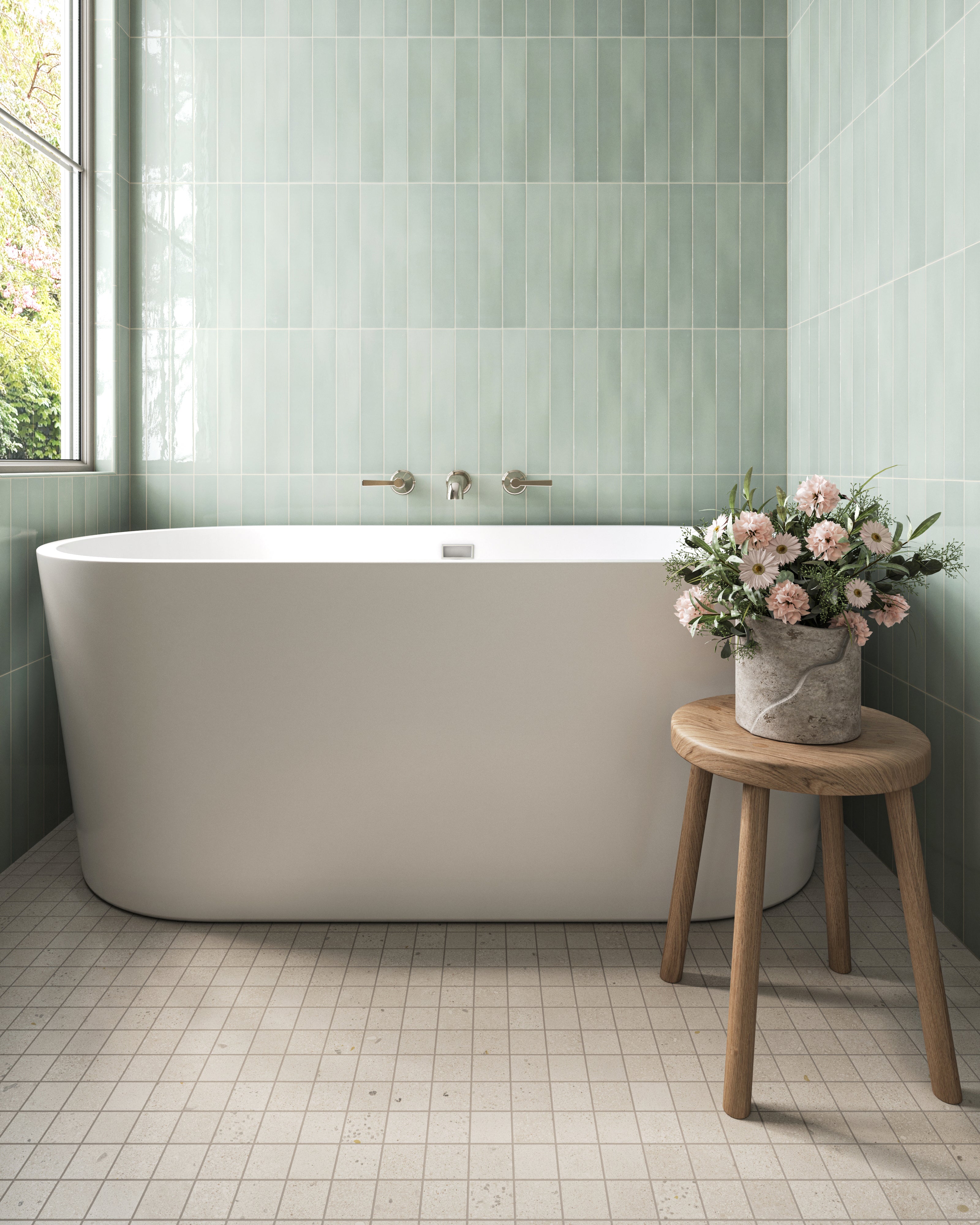 Maisie 2.5x16 Glossy Ceramic Tile in Pistachio