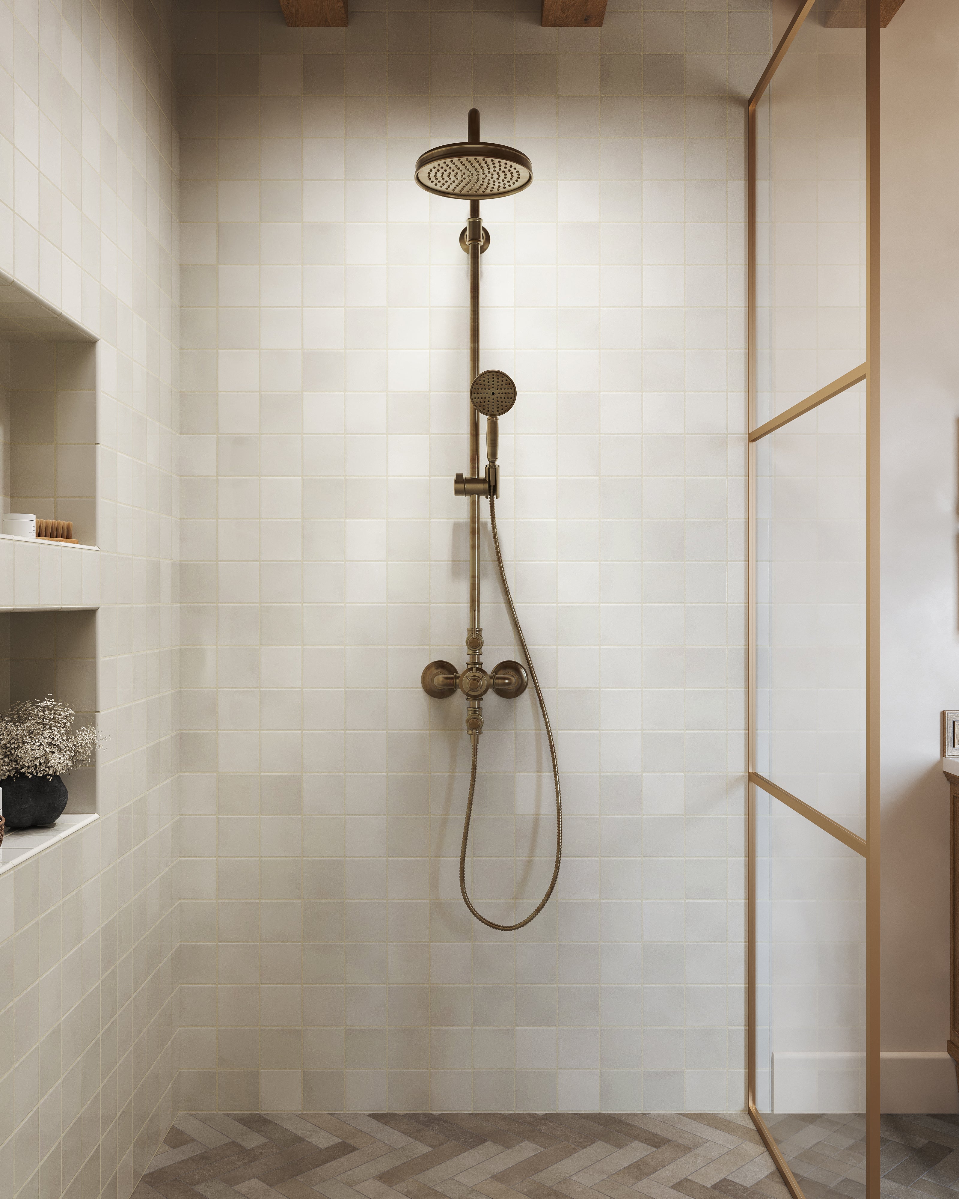 Maisie 4x4 Glossy Ceramic Tile in Canvas