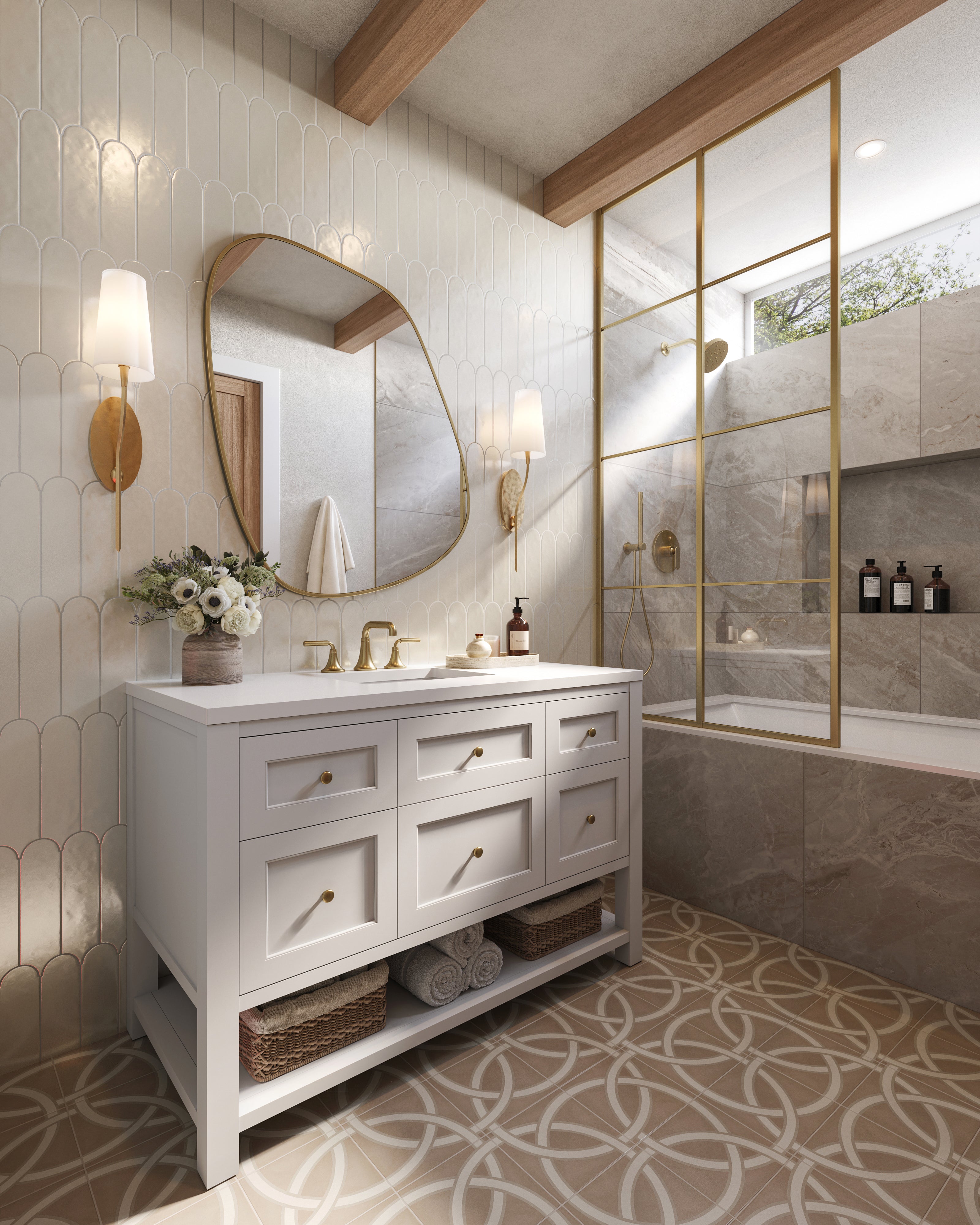 Sarina 3x12 Glossy Ceramic Fishscale Tile in Shell