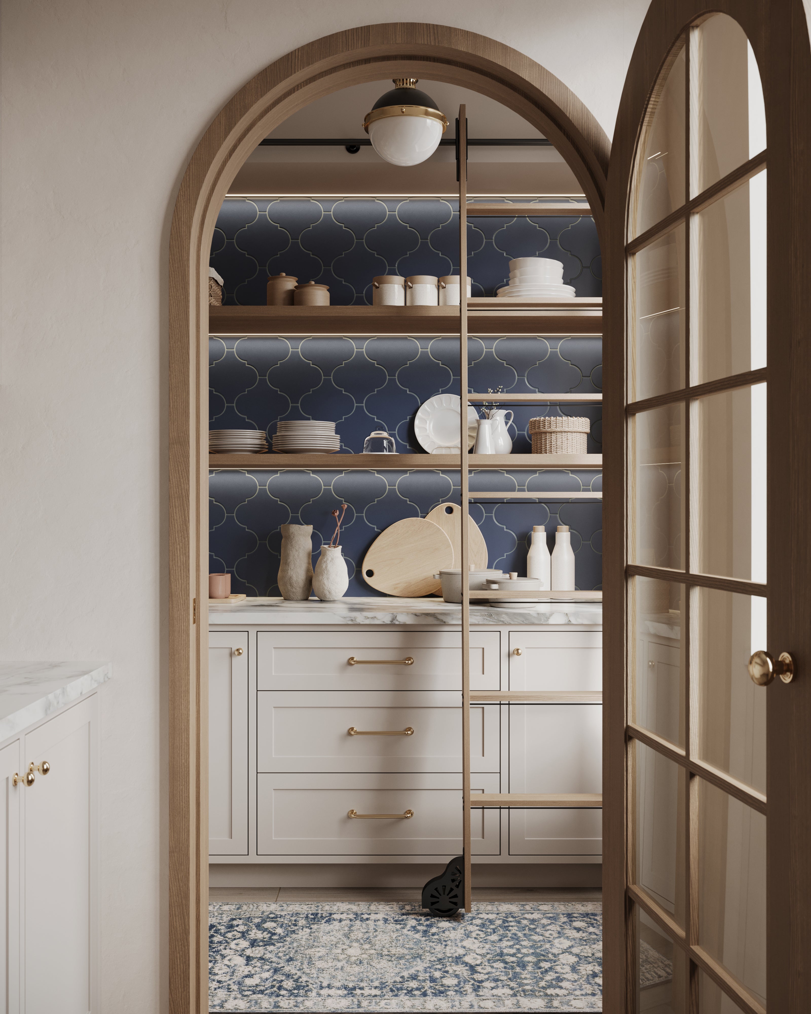 Jasmine 8x8 Arabesque Satin Porcelain Tile in Navy