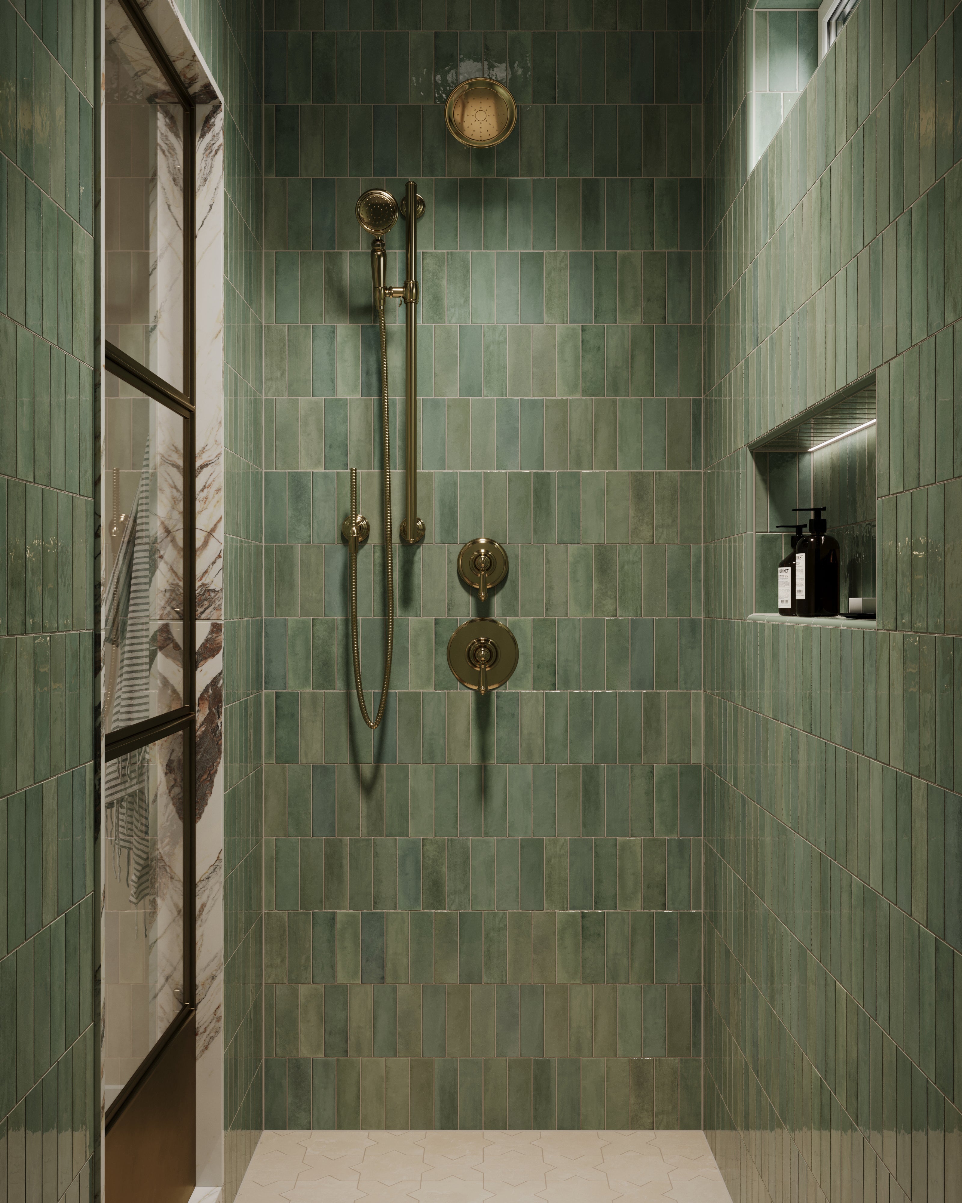 Cleo 0.43 x 6.3 Glossy Ceramic Rounded Edge Tile in Sage