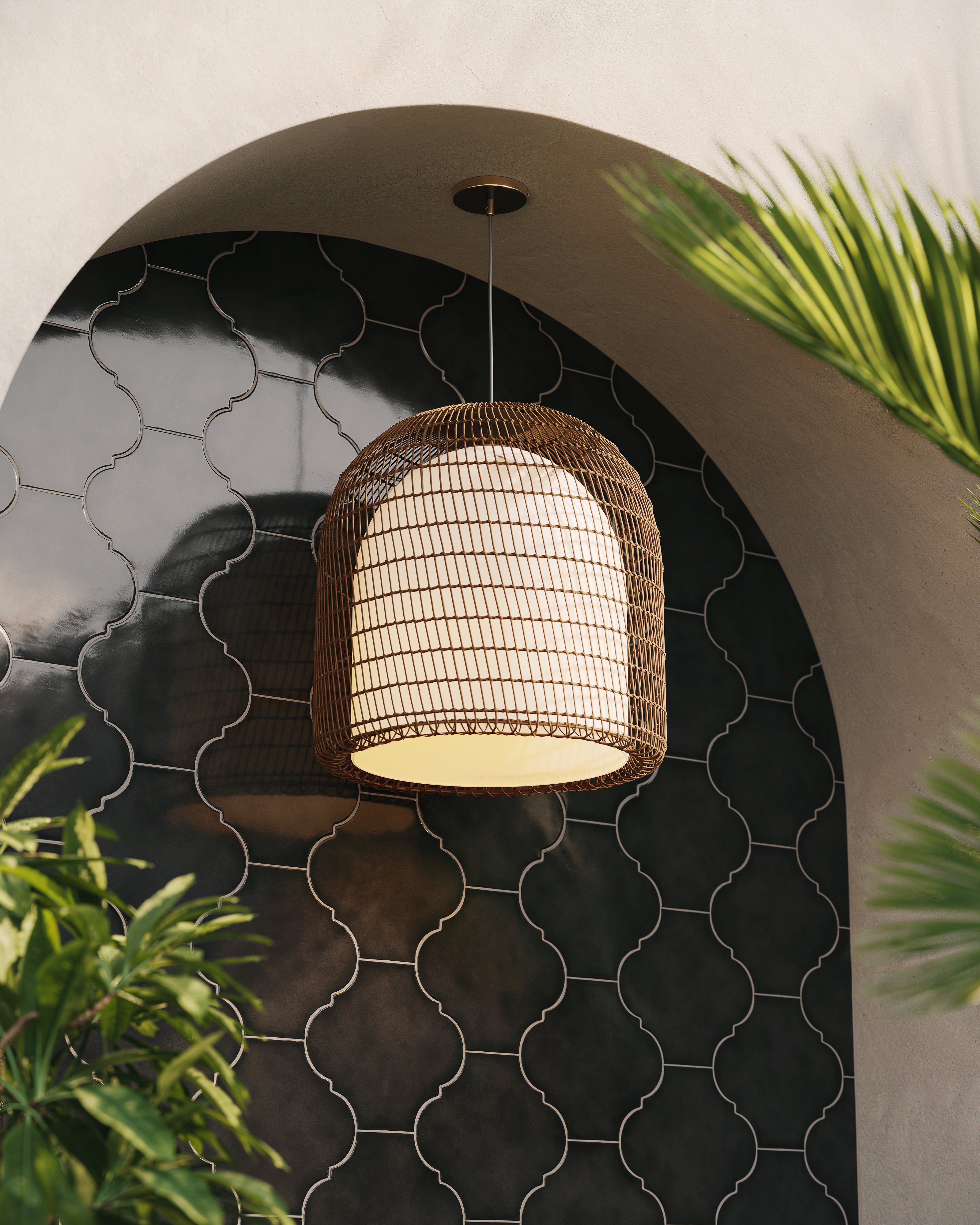 Amaya 10x11 Glossy Porcelain Lantern Tile in Midnight
