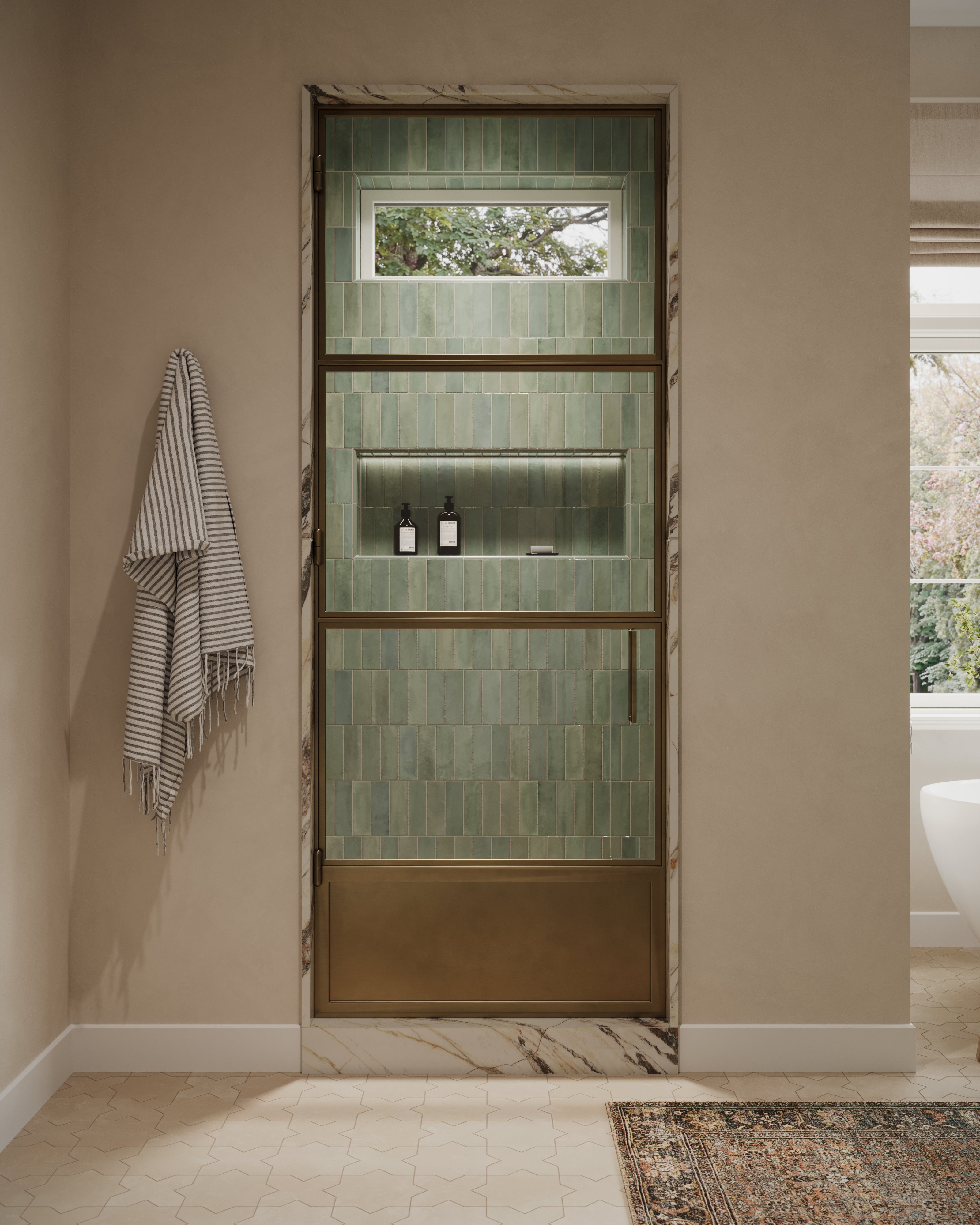 Aniston 24x48 Matte Porcelain Tile in Calacatta Viola