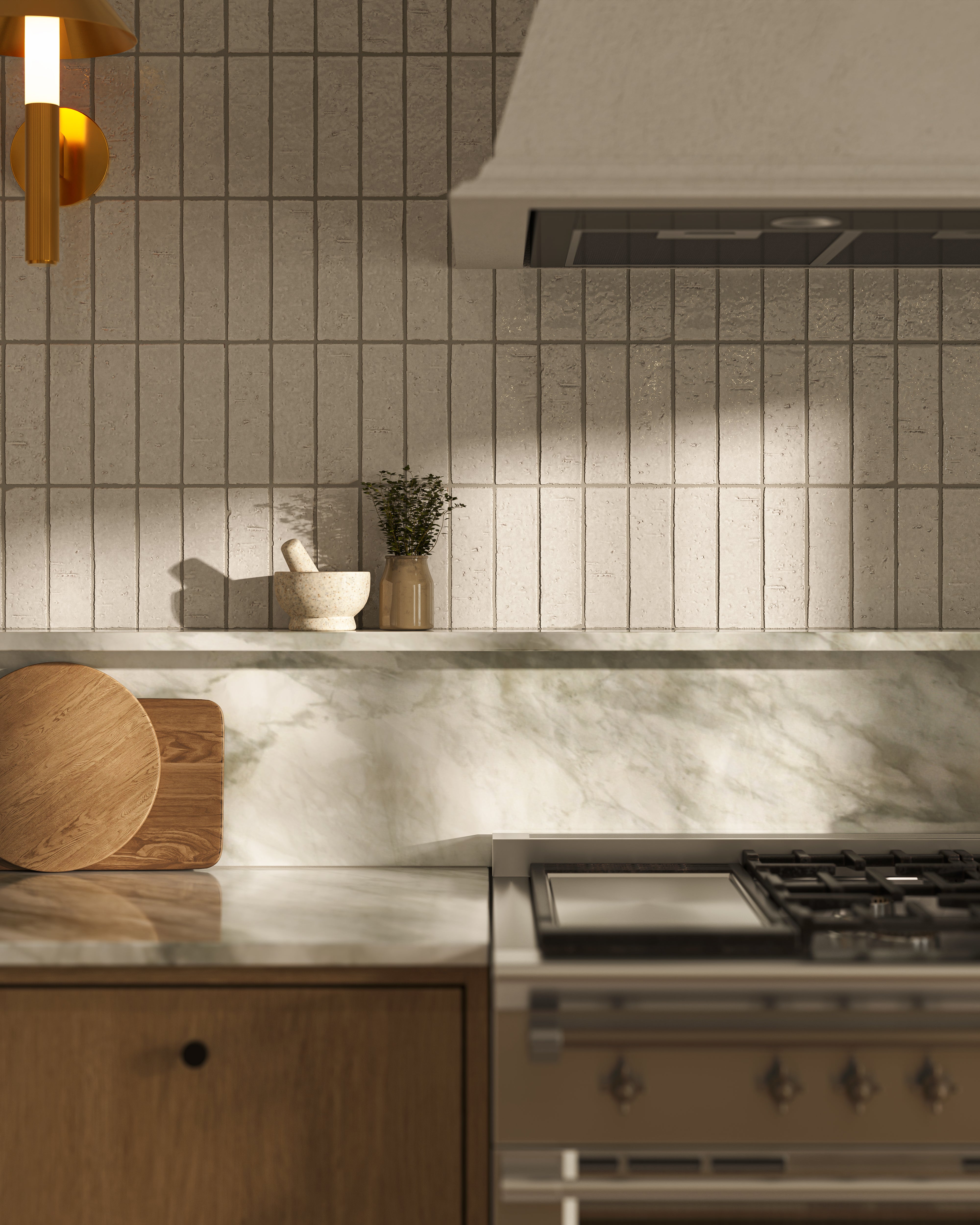 Elias 2x8 Glossy Brick Tile in Dove