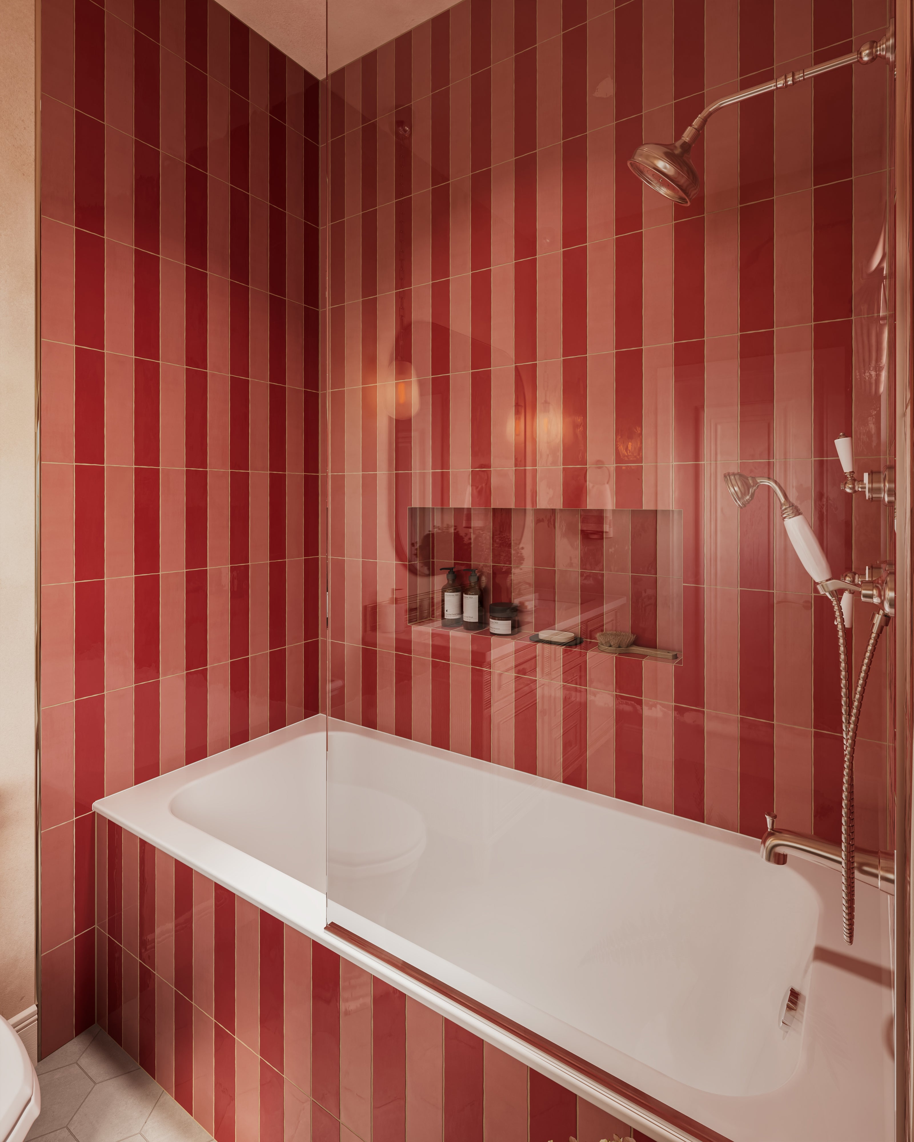 ⑩クリロー SSピンクHarvington Rebekah ハリビングトンリベカ Harper 3x12 Glossy Ceramic Tile in Vermilion 花