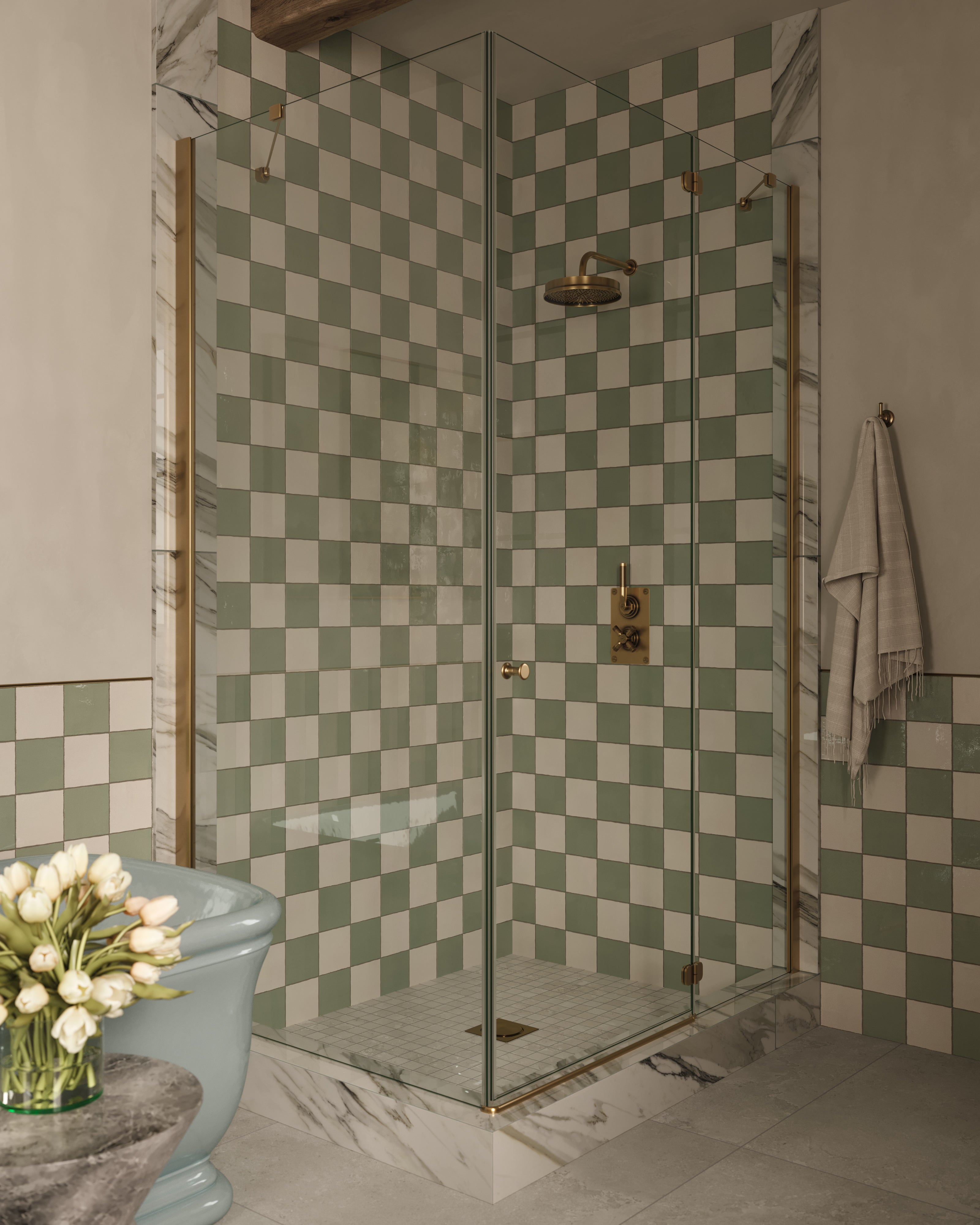 Harper 5x5 Glossy Ceramic Tile in Eggshell