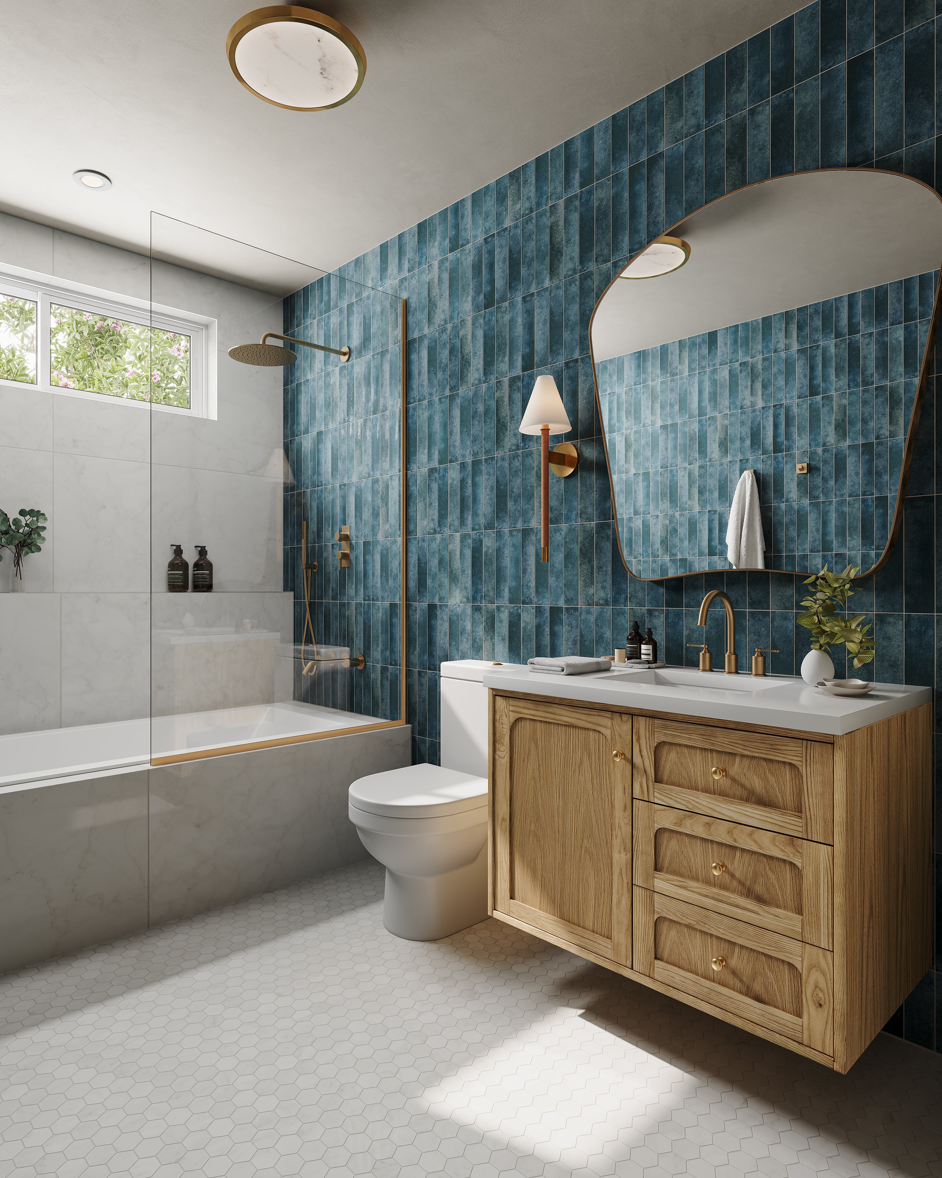 Aurelia 2x11 Glossy Porcelain Tile in Marine