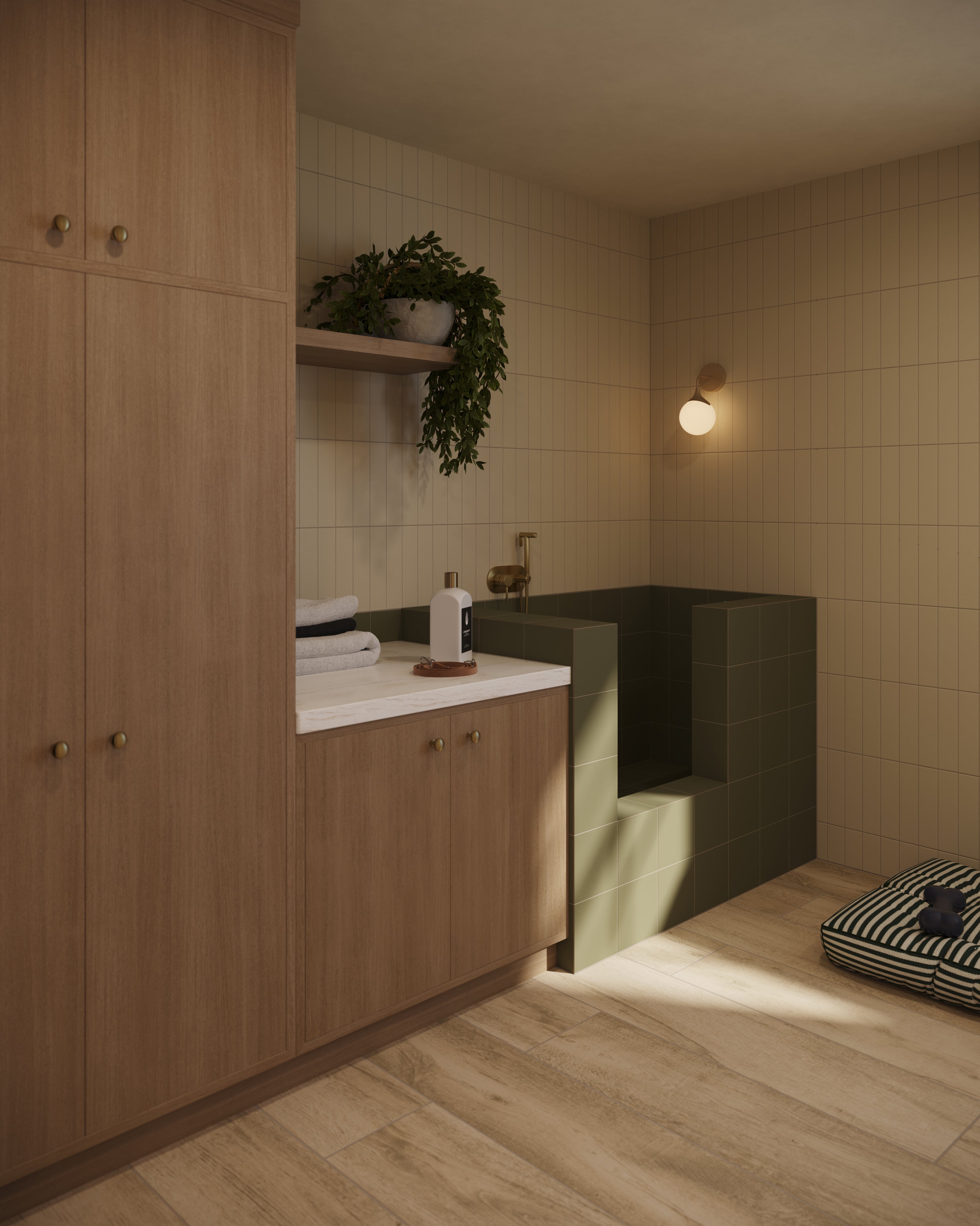 Merrick 8x8 Matte Porcelain Tile in Folk Green