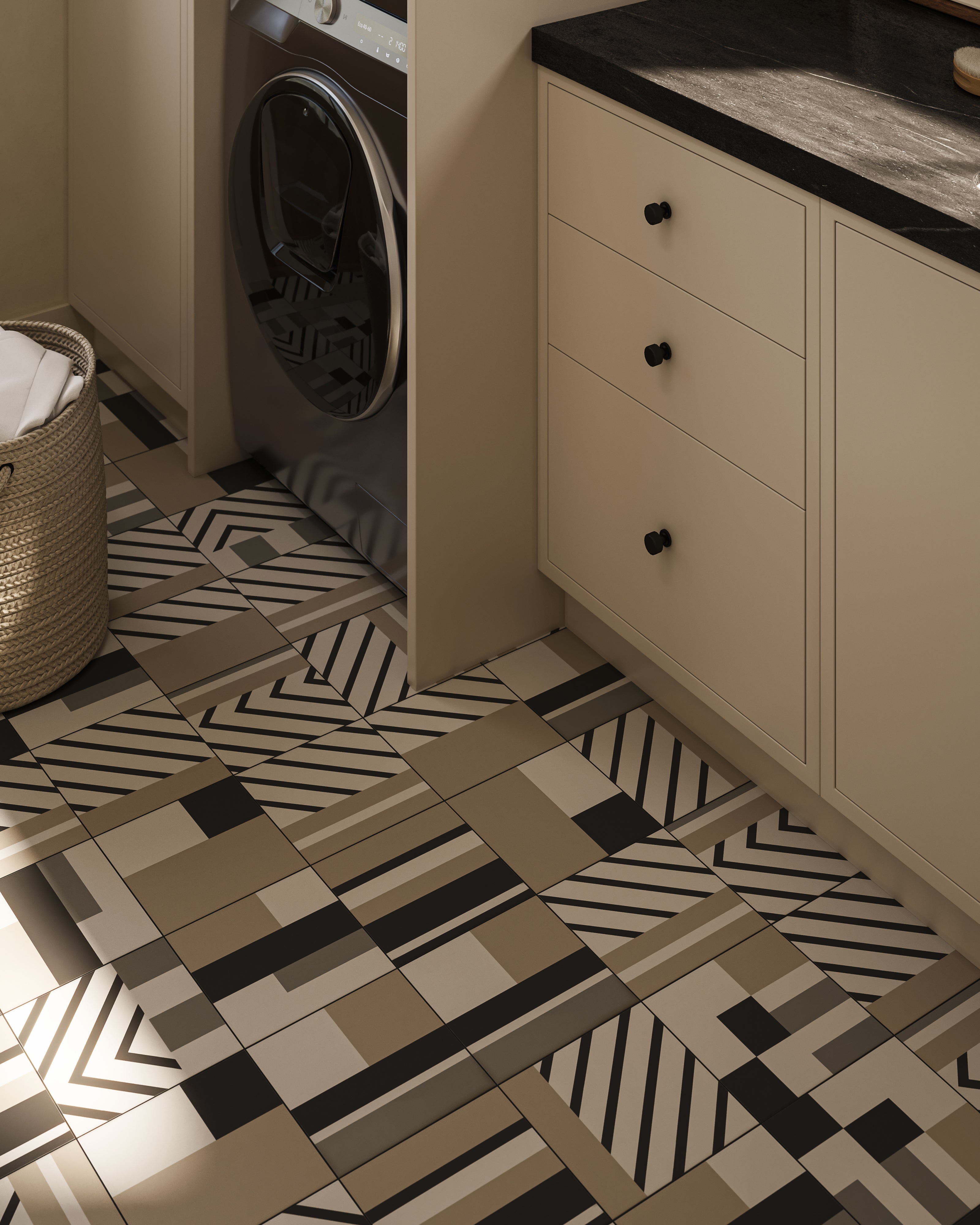 Merrick 8x8 Glossy Porcelain Tile in Neutral Mix