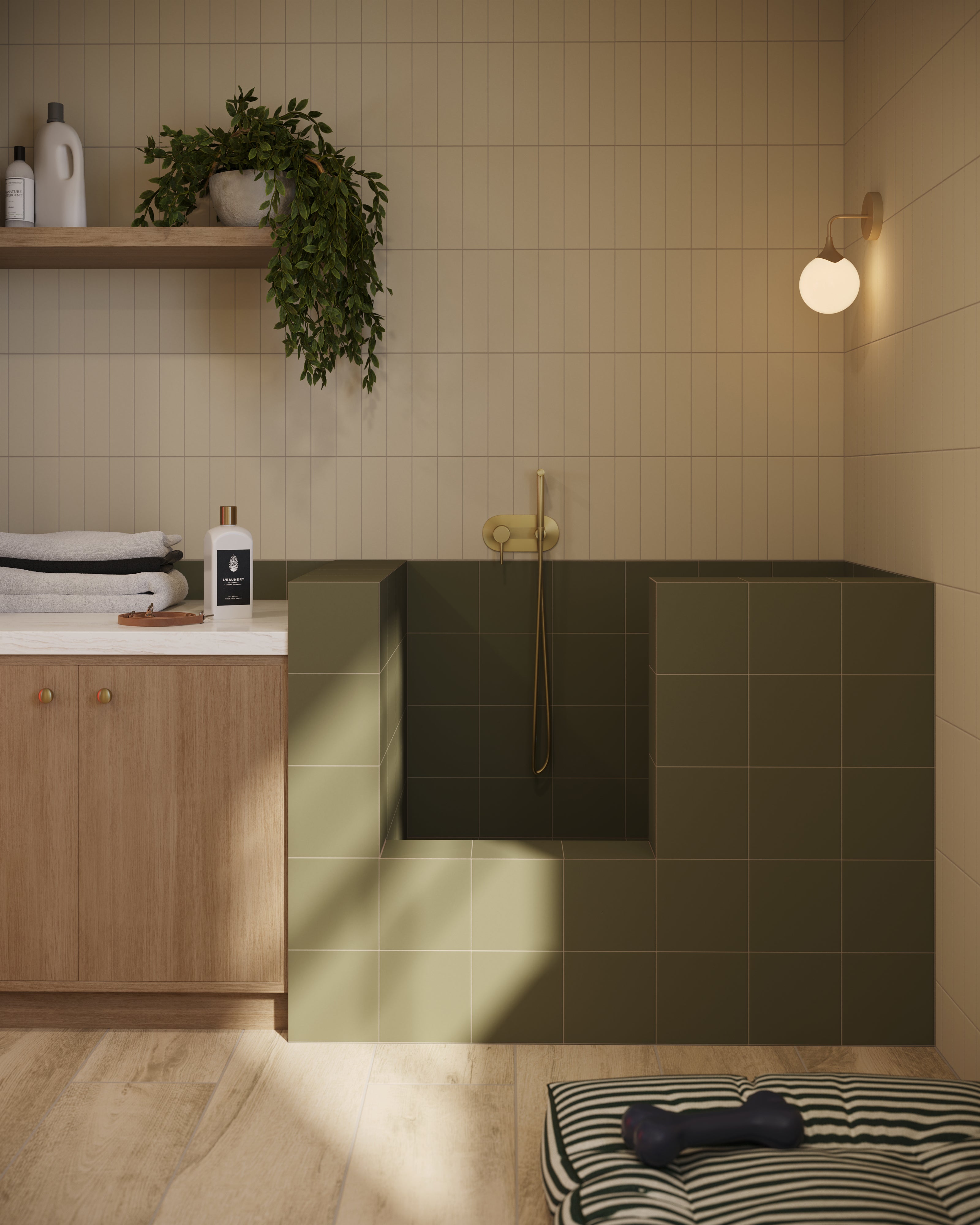 Merrick 8x8 Glossy Porcelain Tile in Folk Green