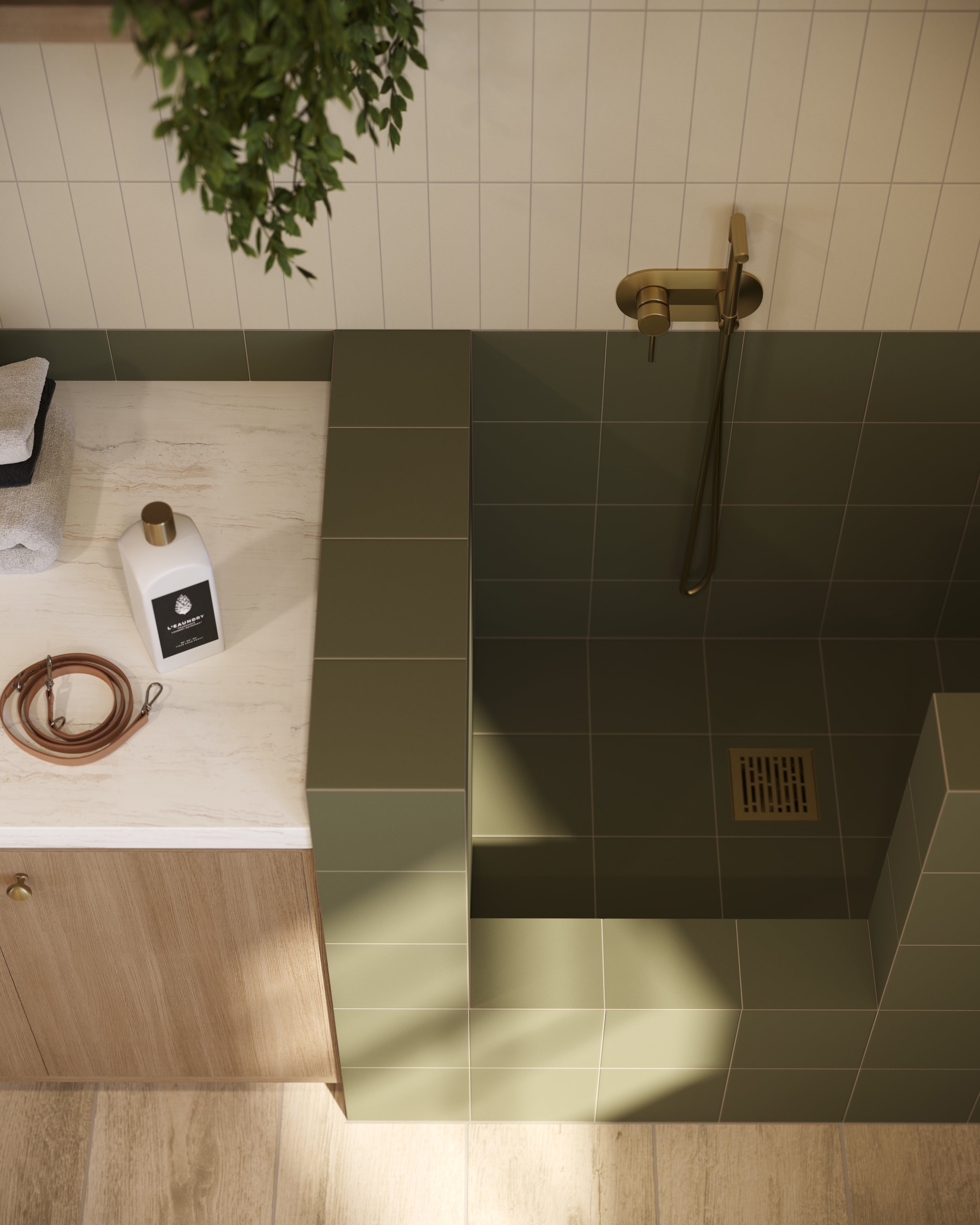 Merrick 8x8 Glossy Porcelain Tile in Folk Green