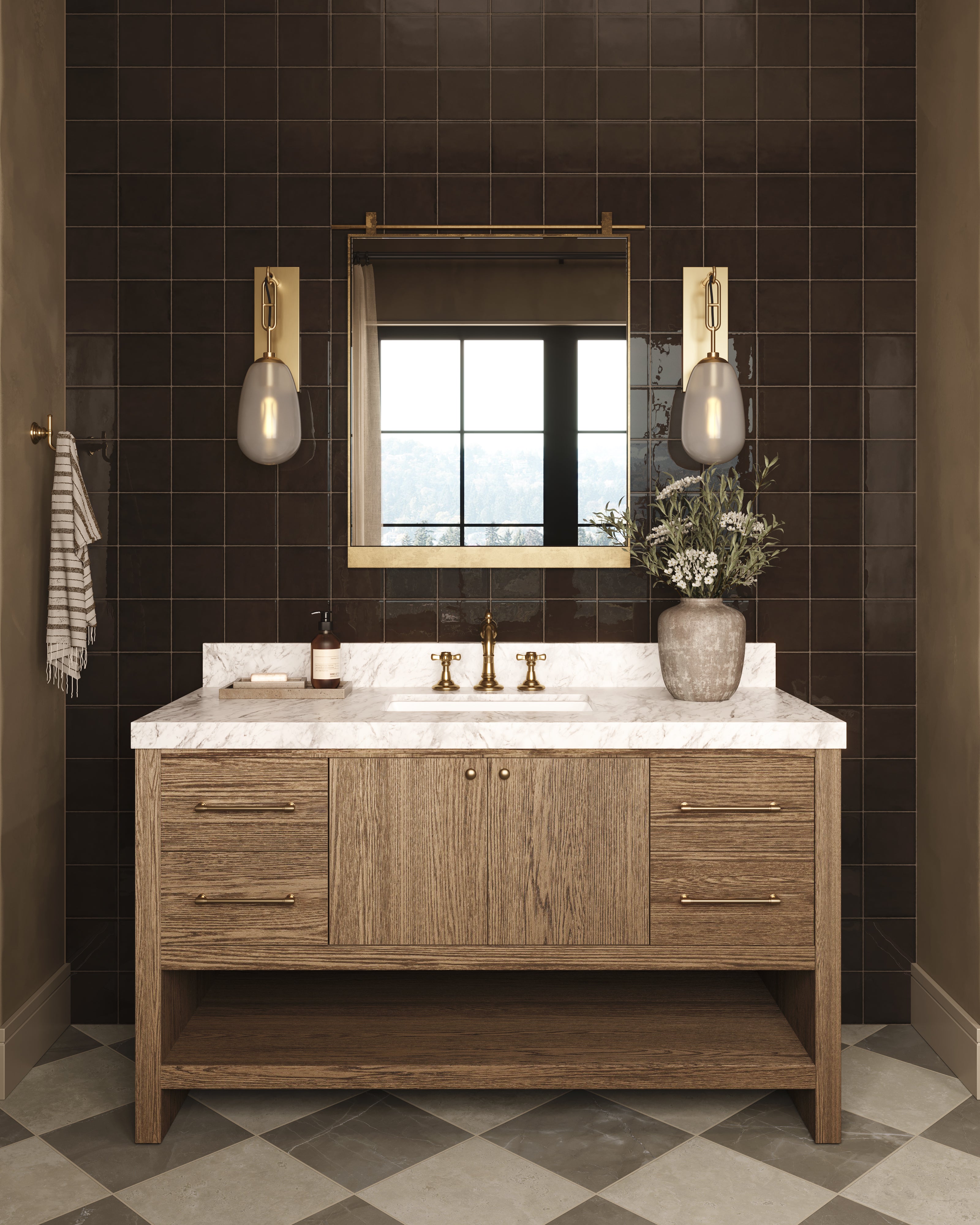 Mikayla 5x5 Glossy Ceramic Tile in Espresso